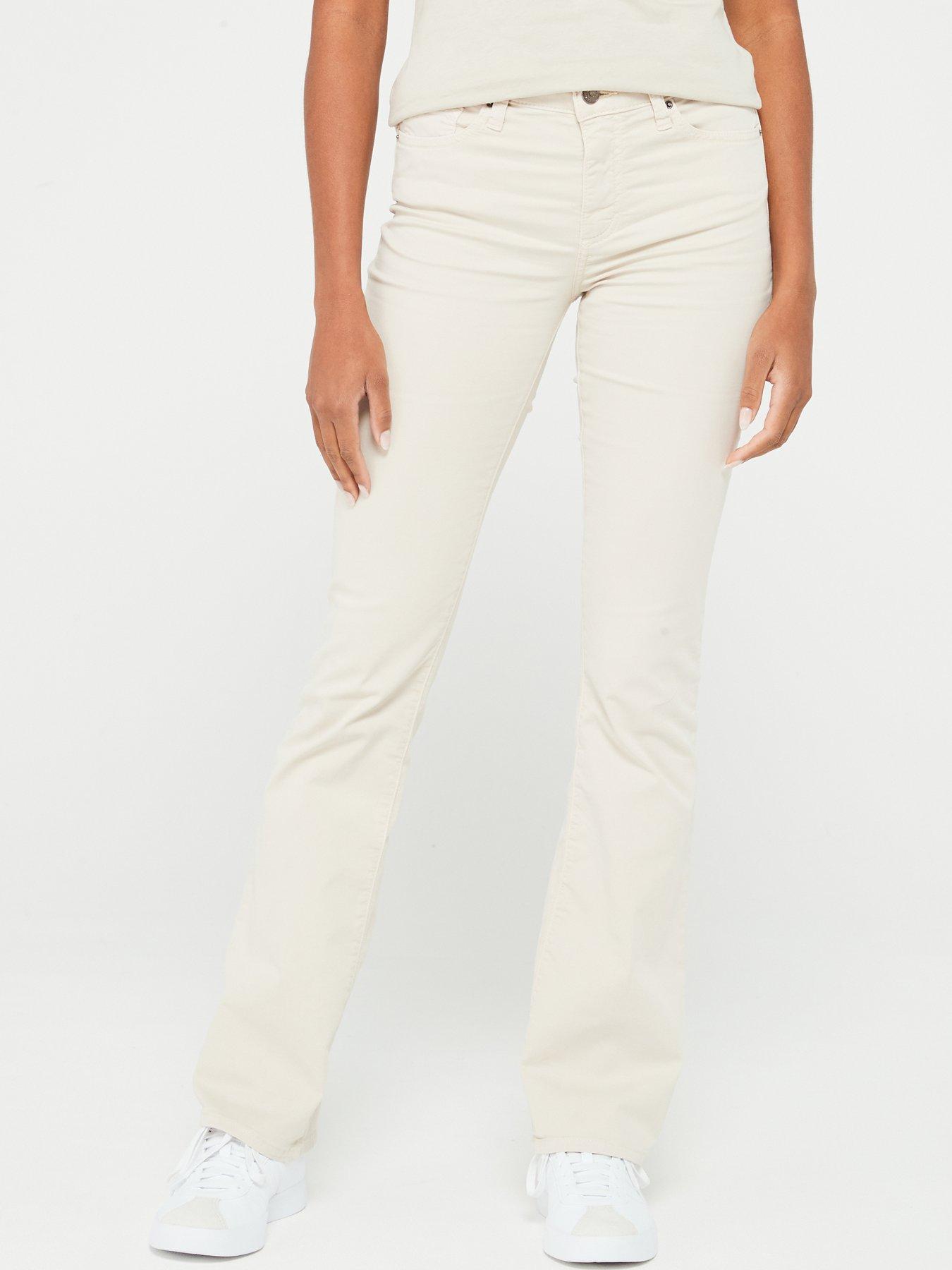 undefined High Waist Flare Jean - Beige