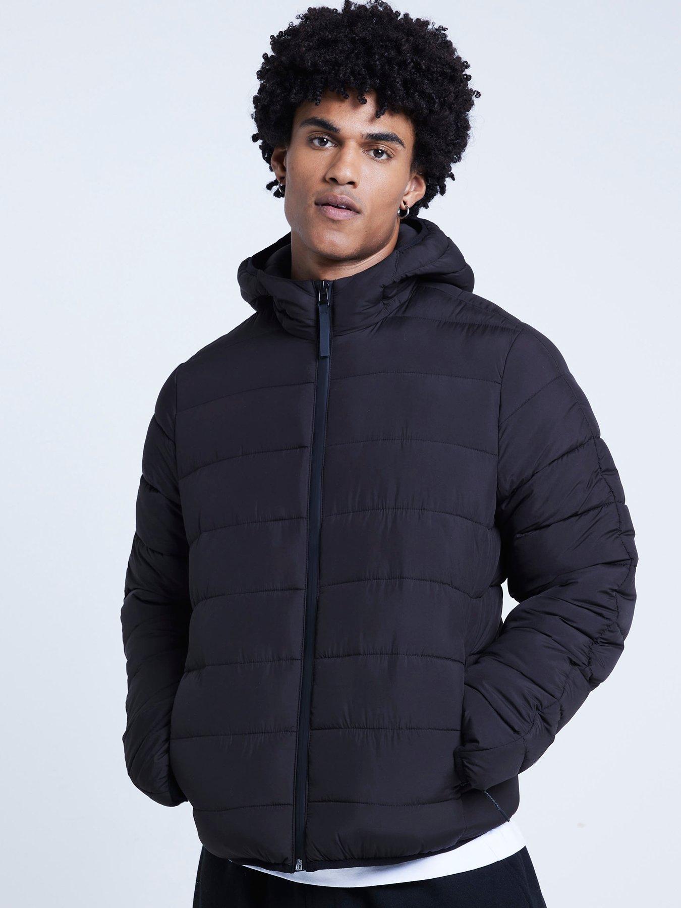River Island Quilted Hooded Padded Jacket - Black