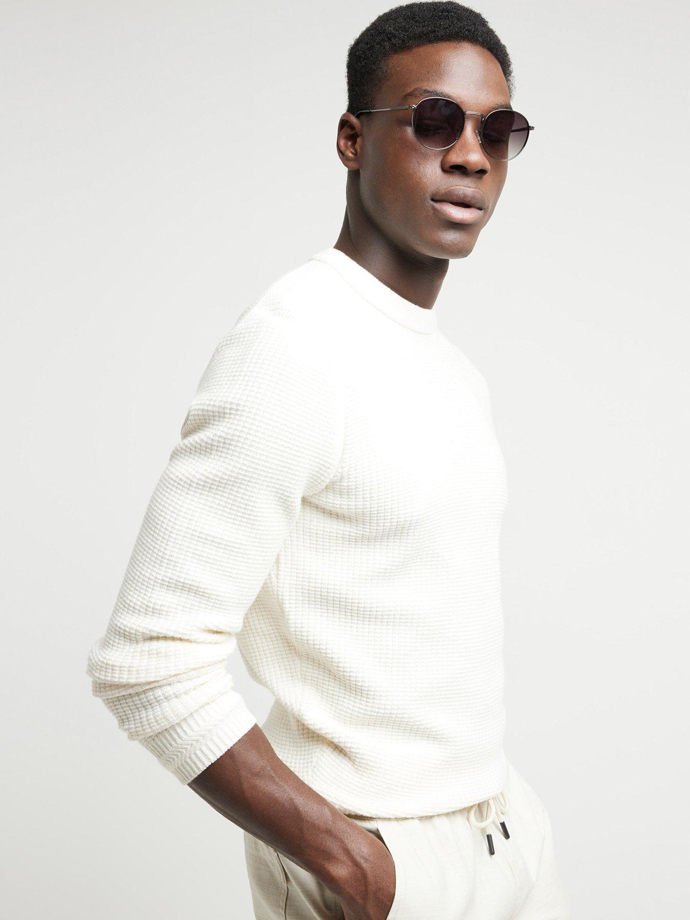 undefined Spence Waffle Knitted Jumper - Cream