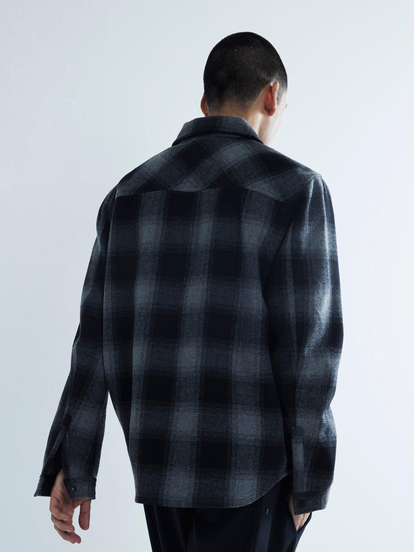 Image 2 of 6 of River Island Check Curved Hem Overshirt - Grey