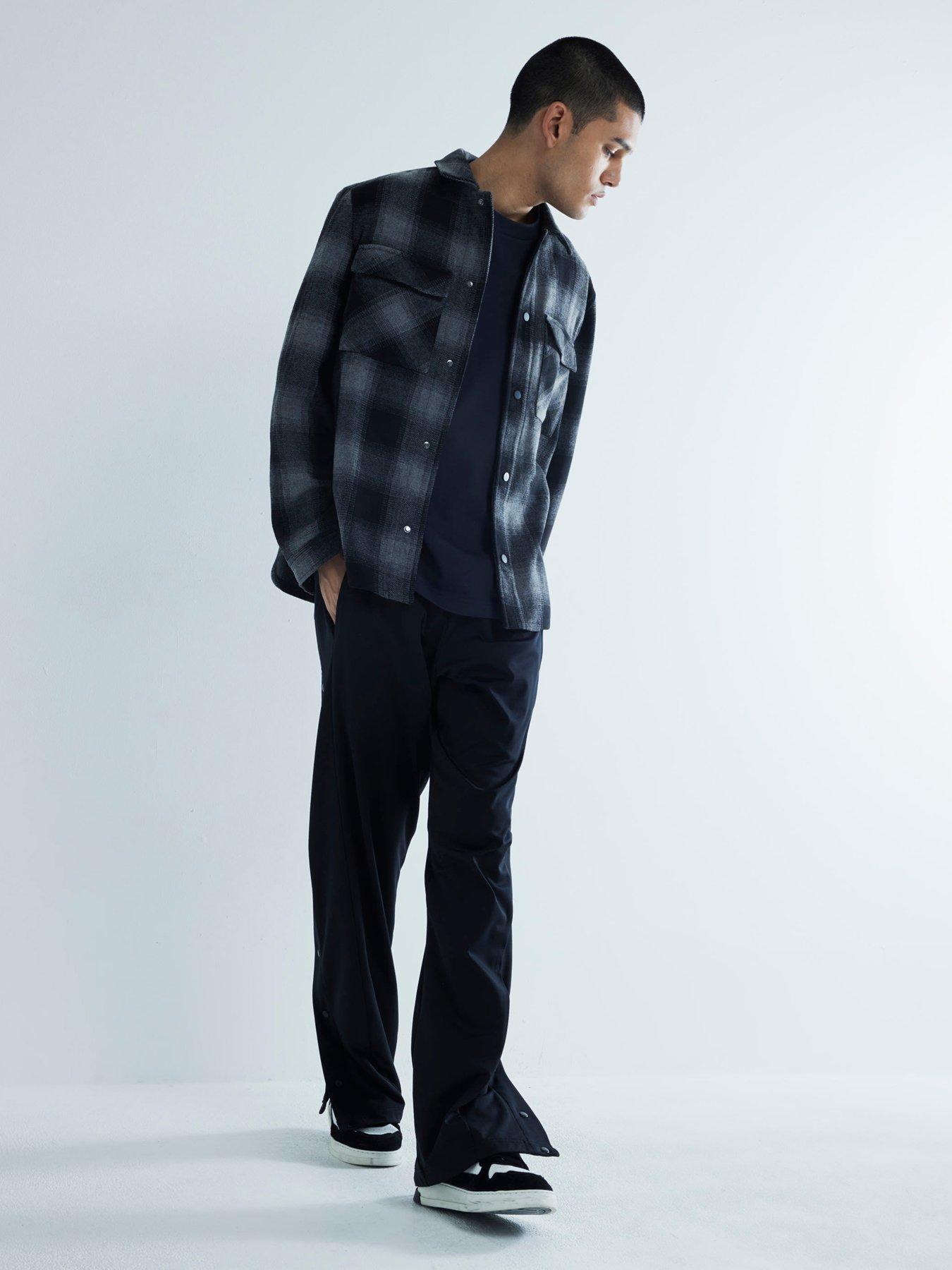 Image 3 of 6 of River Island Check Curved Hem Overshirt - Grey