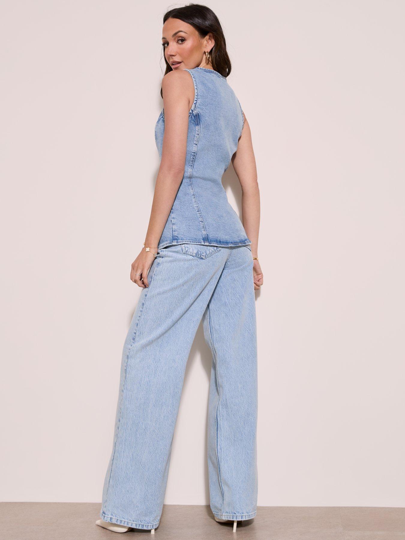 Michelle Keegan Denim Waistcoat - Light Blue | Very.co.uk