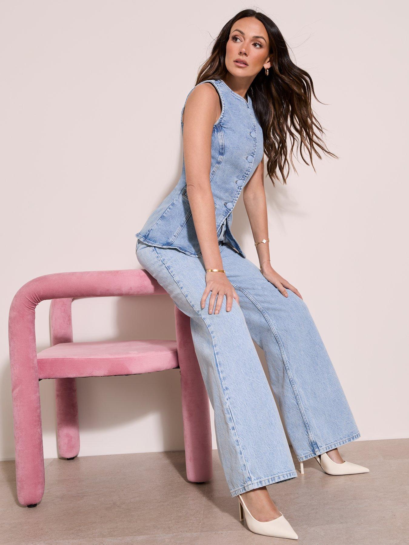 Michelle Keegan Wide Leg Jeans Light Wash