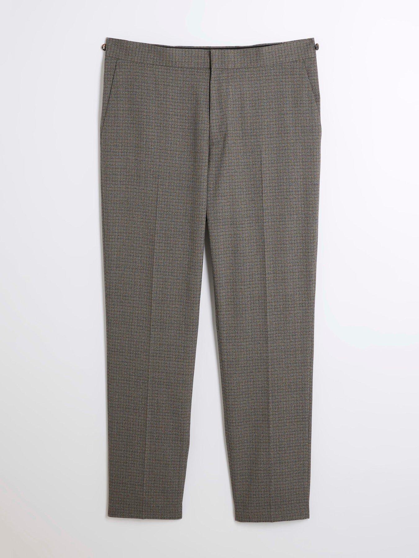 Image 5 of 6 of River Island Slim Microcheck Suit Trousers - Light Brown