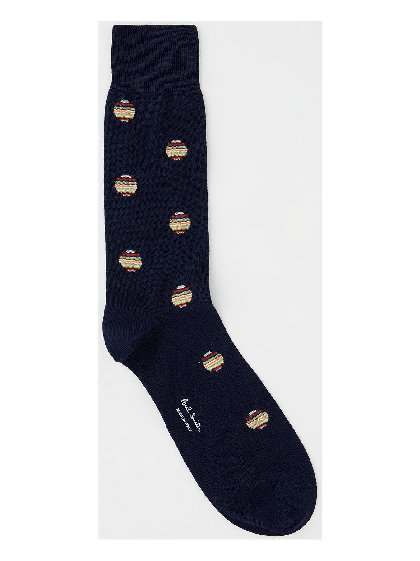 PS PAUL SMITH Signature Stripe Polka Dot Crew Socks - Navy