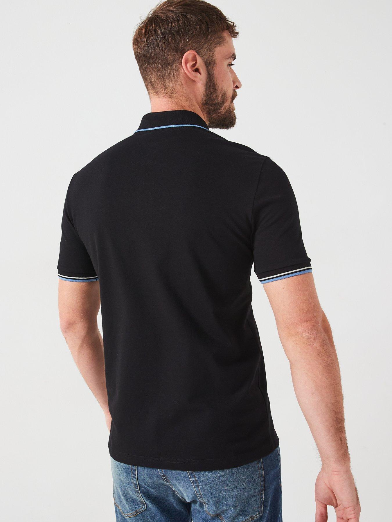 Image 2 of 4 of PS PAUL SMITH Regular Fit Stripe Placket Polo Shirt - Black