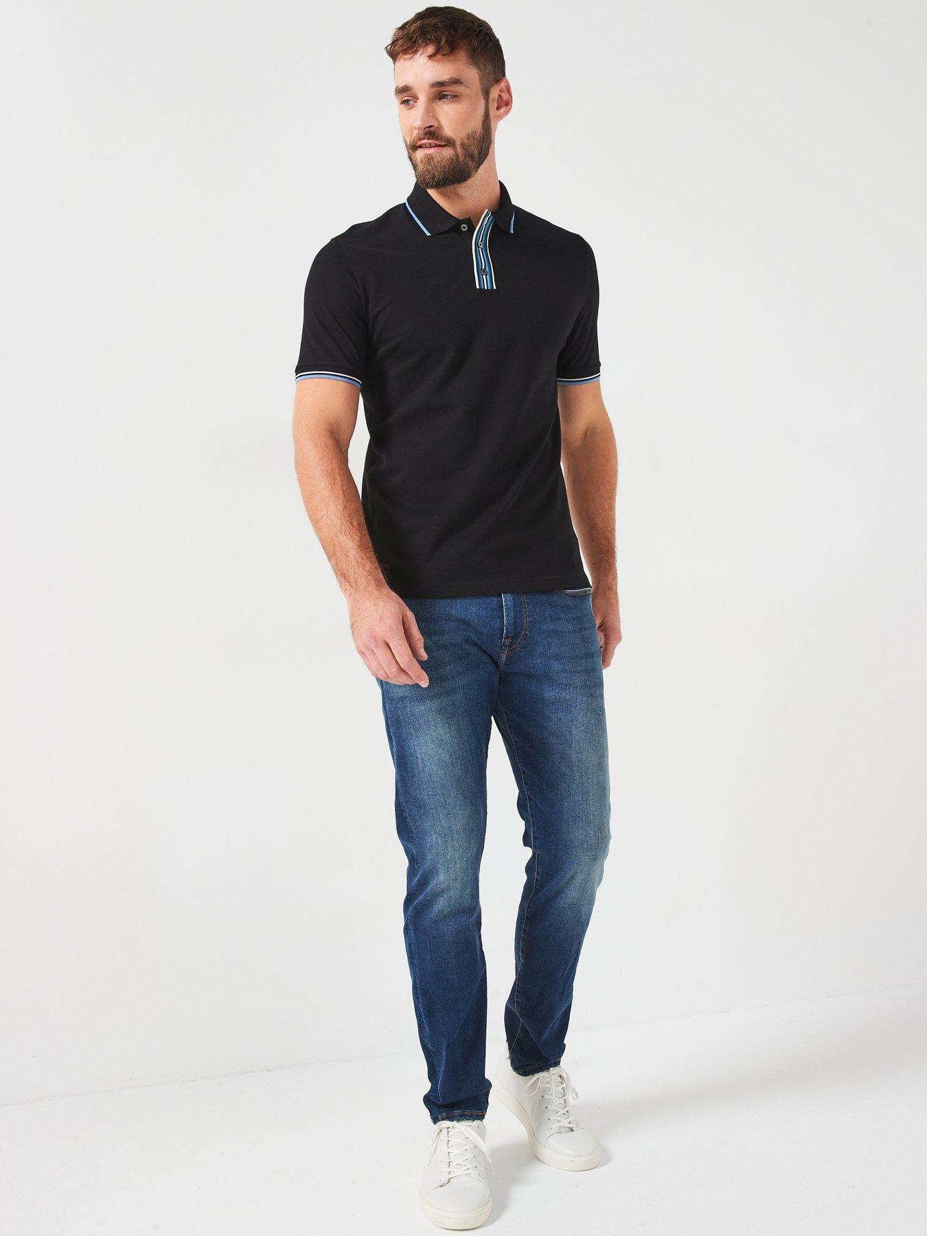 Image 3 of 4 of PS PAUL SMITH Regular Fit Stripe Placket Polo Shirt - Black