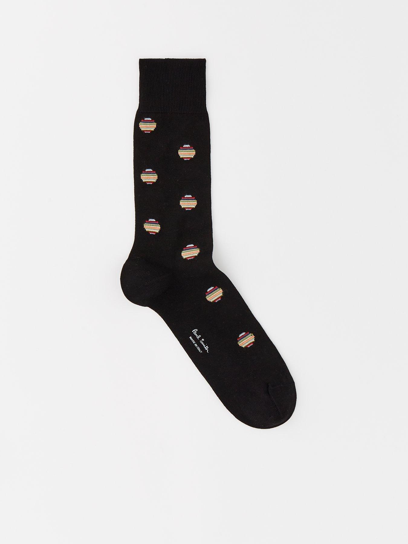 PS PAUL SMITH Signature Stripe Polka Dot Crew Socks - Black