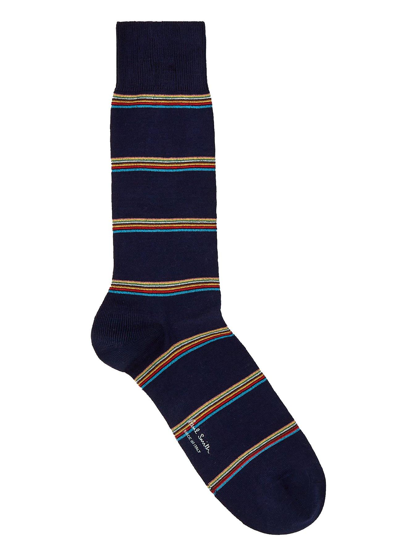 undefined Signature Stripe Crew Socks - Navy