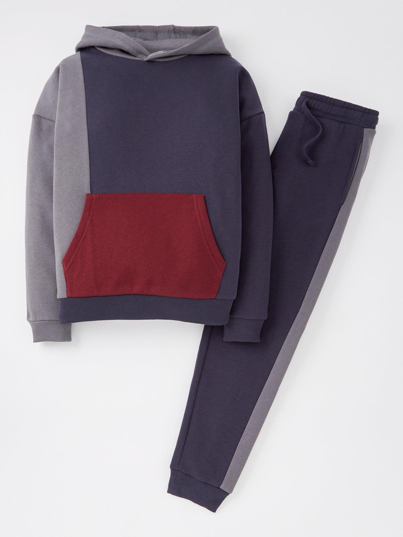 undefined Boys Cut And Sew Hoodie And Jog Set - Multi