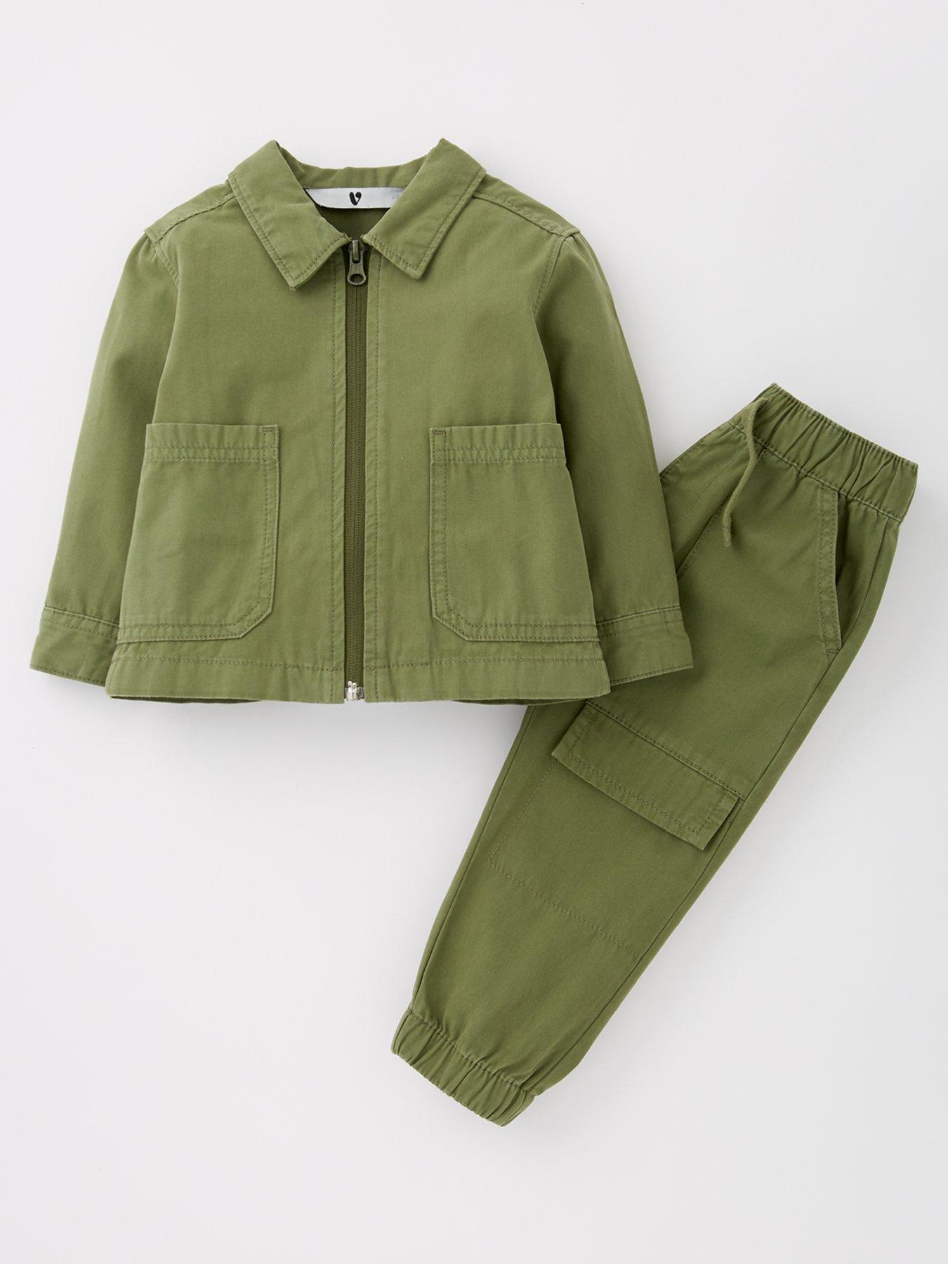 undefined Boys 2 Piece Shirt And Cargo Trouser Set - Khaki