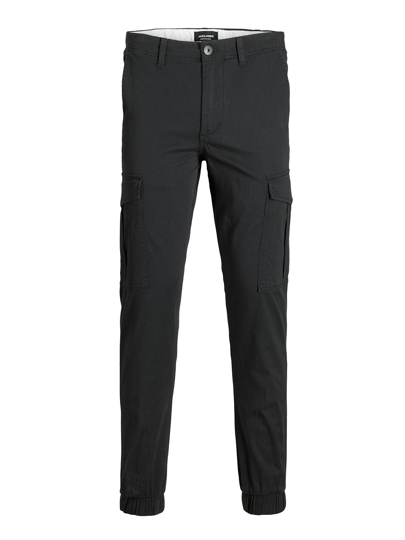 Jack Jones Junior Boys Marco Joe Cuffed Cargo Trousers Black