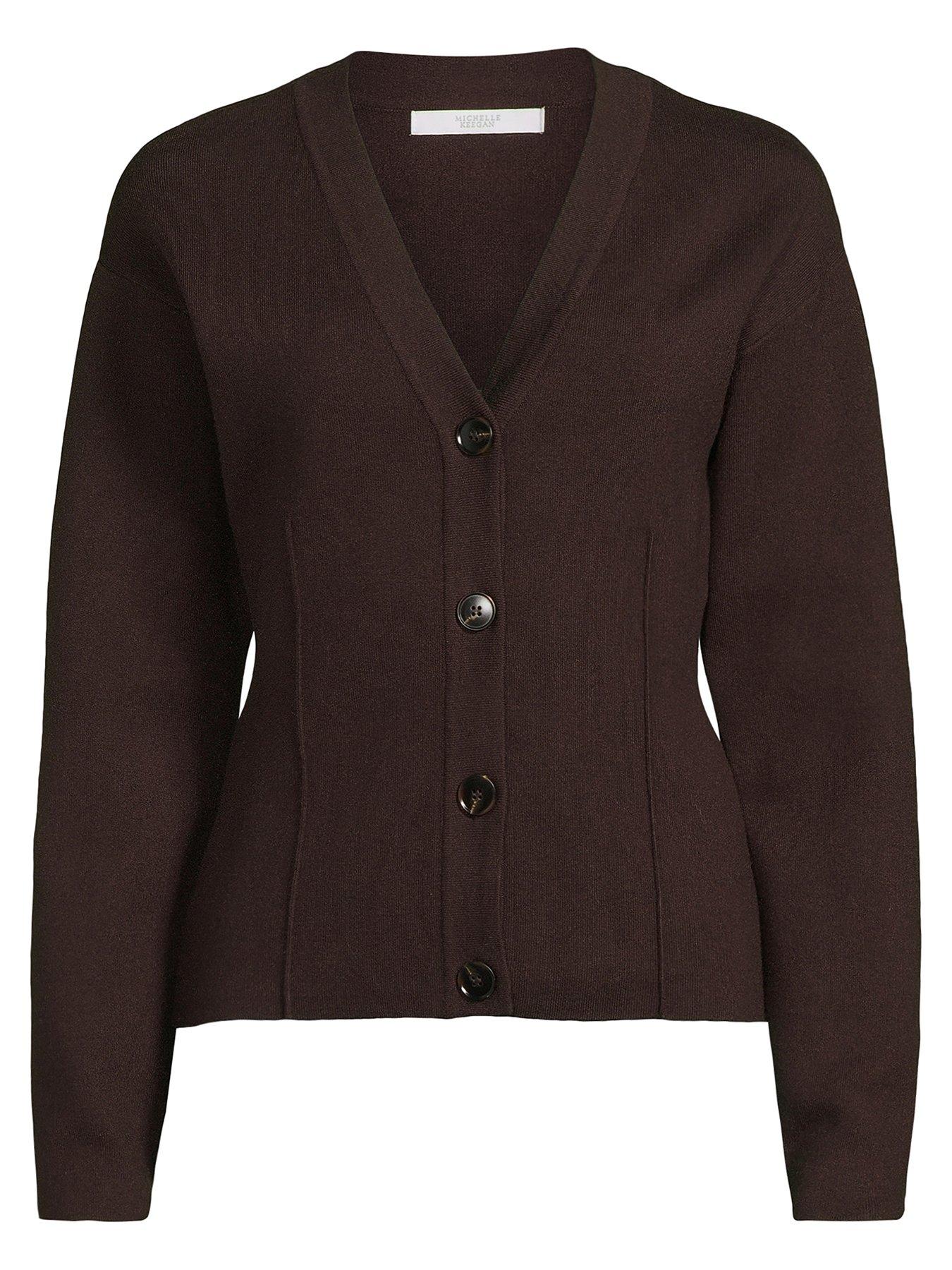Image 3 of 3 of Michelle Keegan Knitted Corset Cardigan - Brown