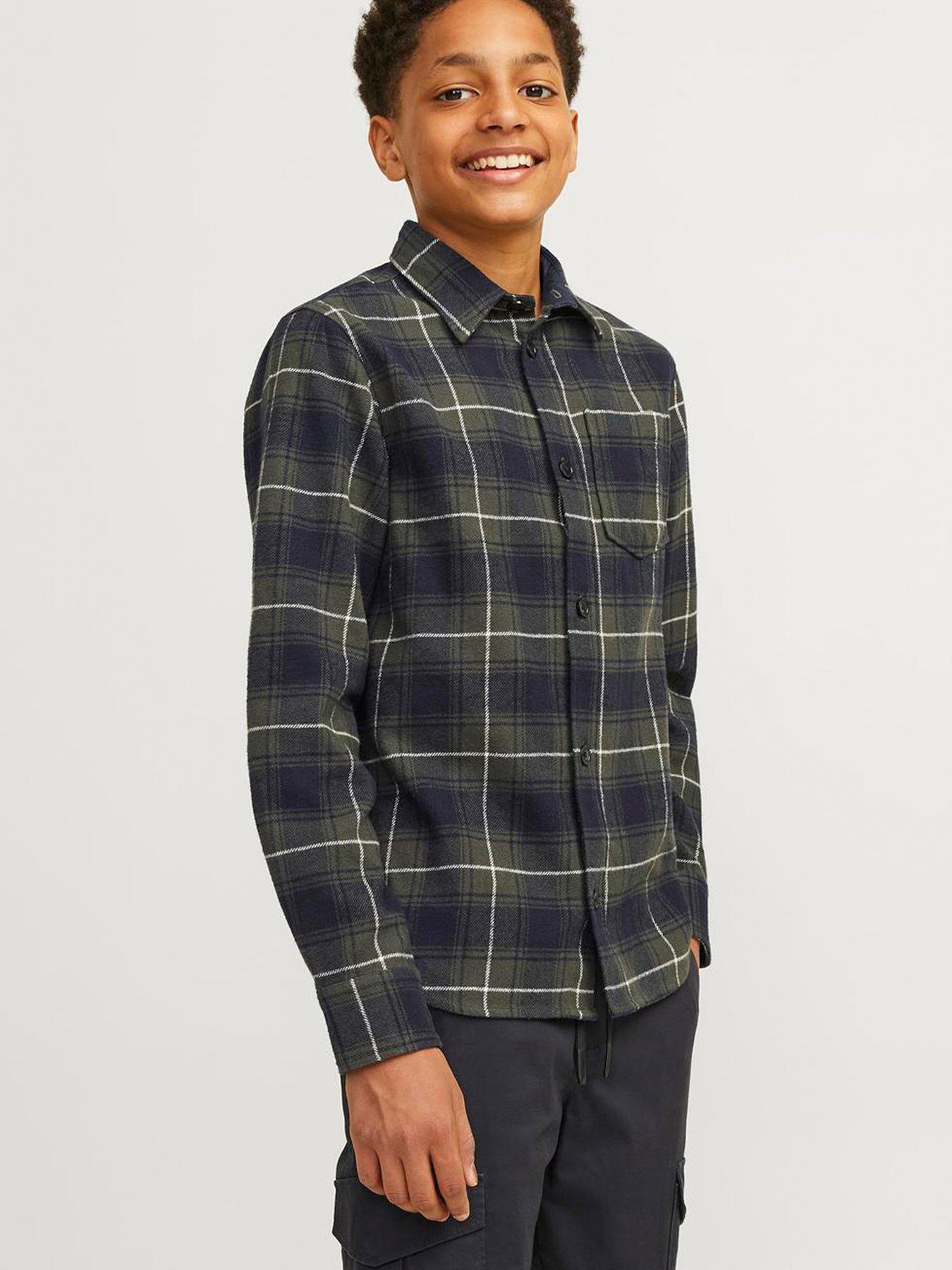 undefined Boys James Flannel Check Shirt - Navy