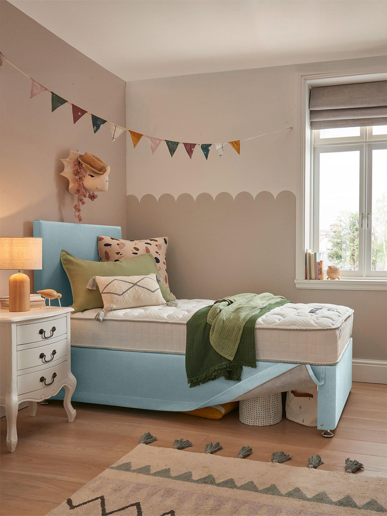 Product photograph of Silentnight Kids Comfort Eco Mattress With Maxi Store Divan Base And Headboard Bed Set - Whisper Blue from very.co.uk