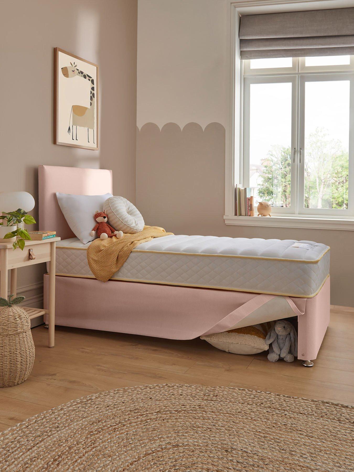 Product photograph of Silentnight Kids Astro 600 Pocket Mattress With Maxi Store Divan Bed Base And Headboard - Soft Pink from very.co.uk