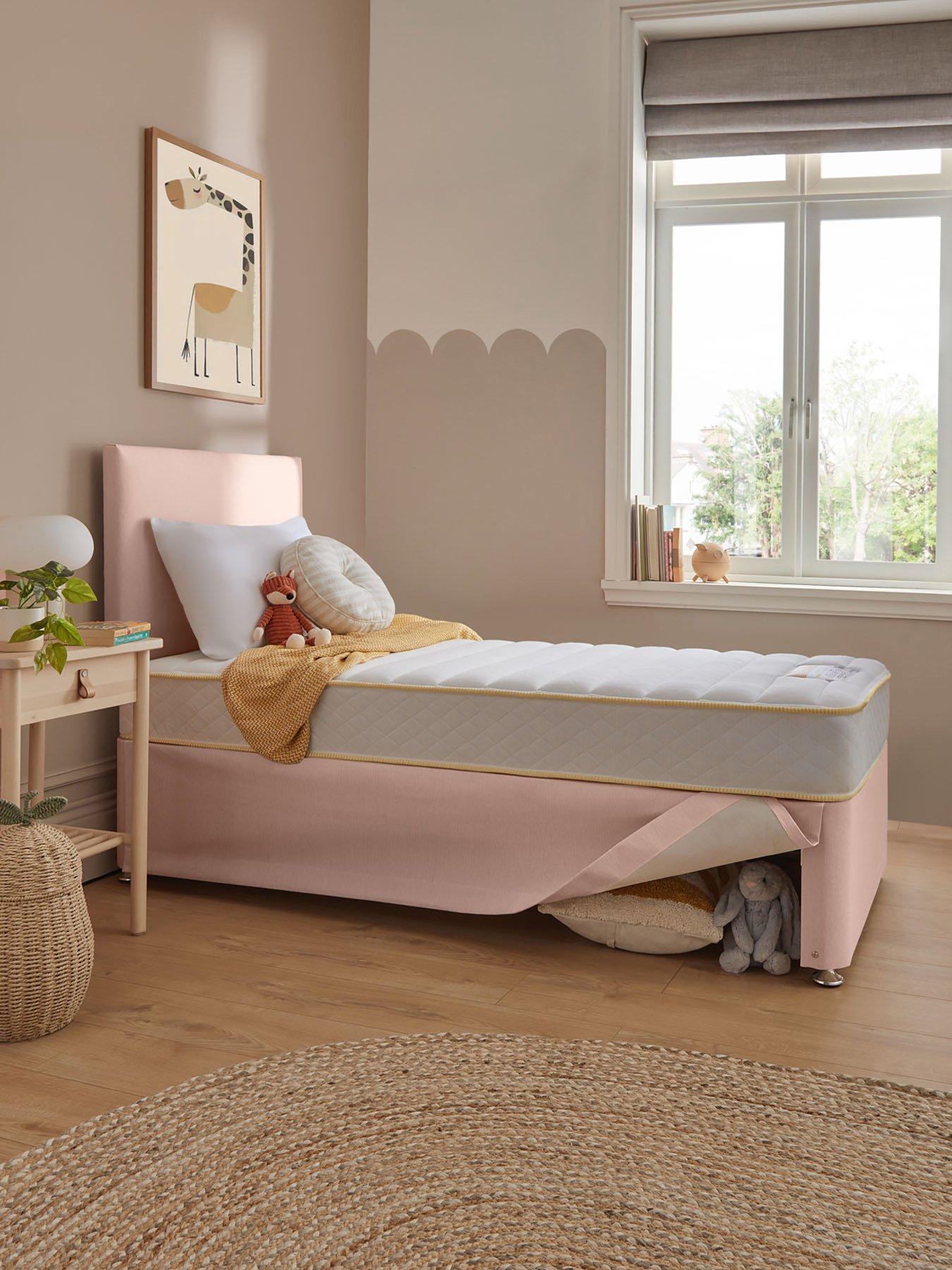 Product photograph of Silentnight Kids Comet Miracoil Mattress With Maxi Store Divan Bed Base And Headboard - Soft Pink from very.co.uk