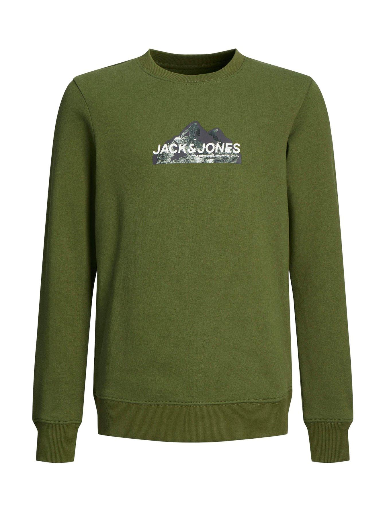 undefined Boys Mountain Logo Crew Neck Sweatshirt - Khaki