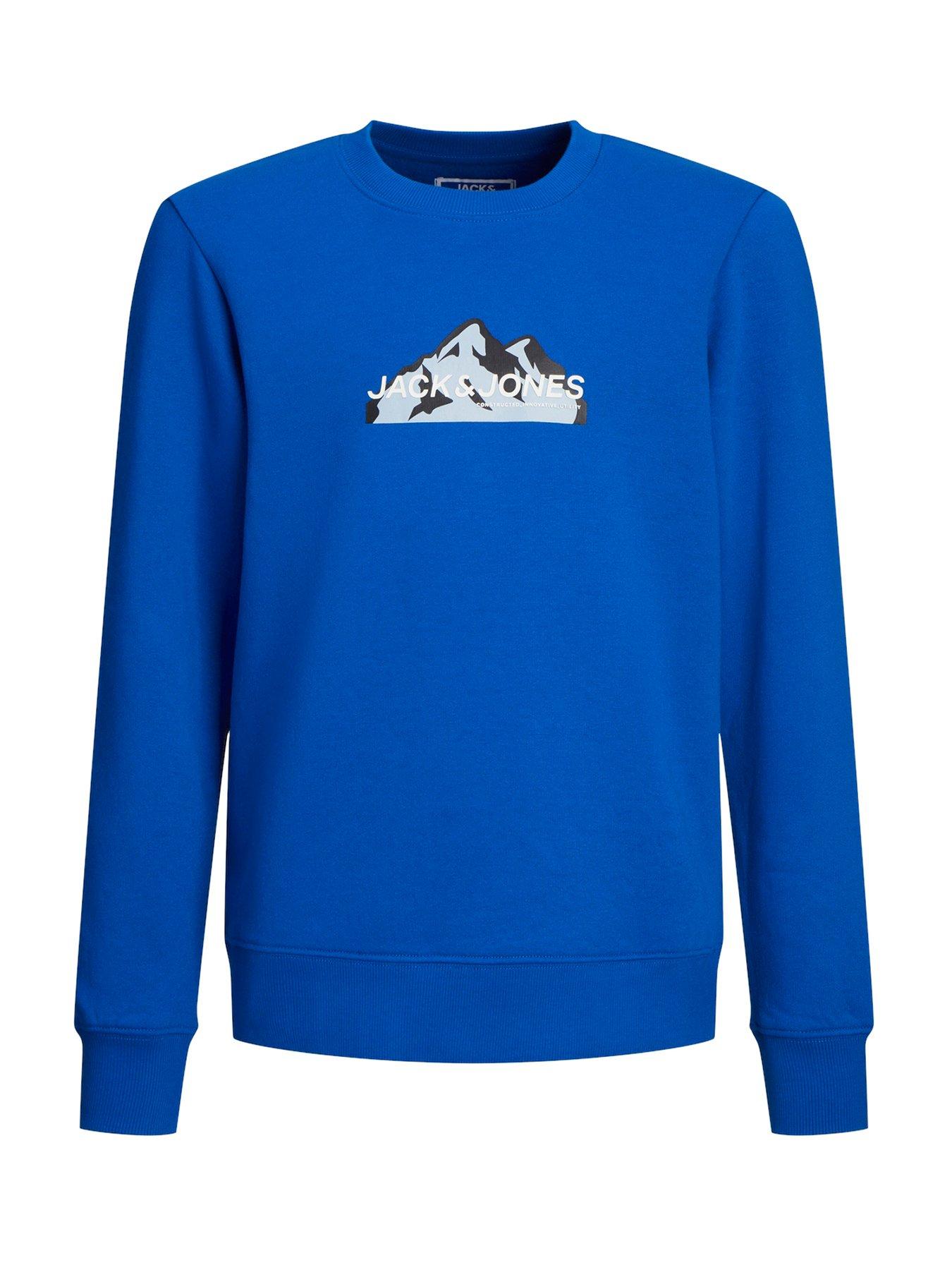 Boys Mountain Logo Crew Neck Sweatshirt Blue