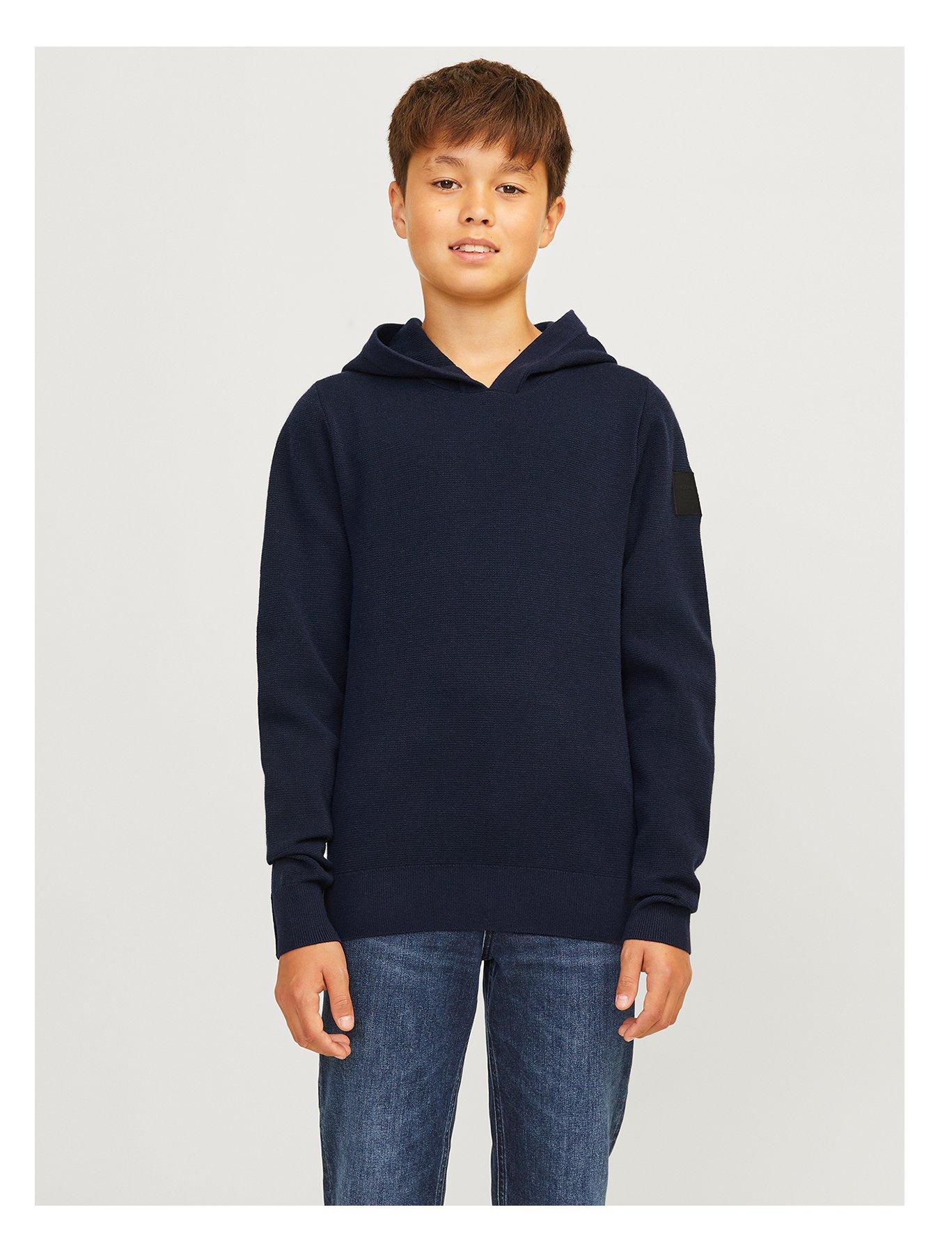 Image 1 of 5 of Jack & Jones Junior Boys Aero Knitted Hoodie - Navy