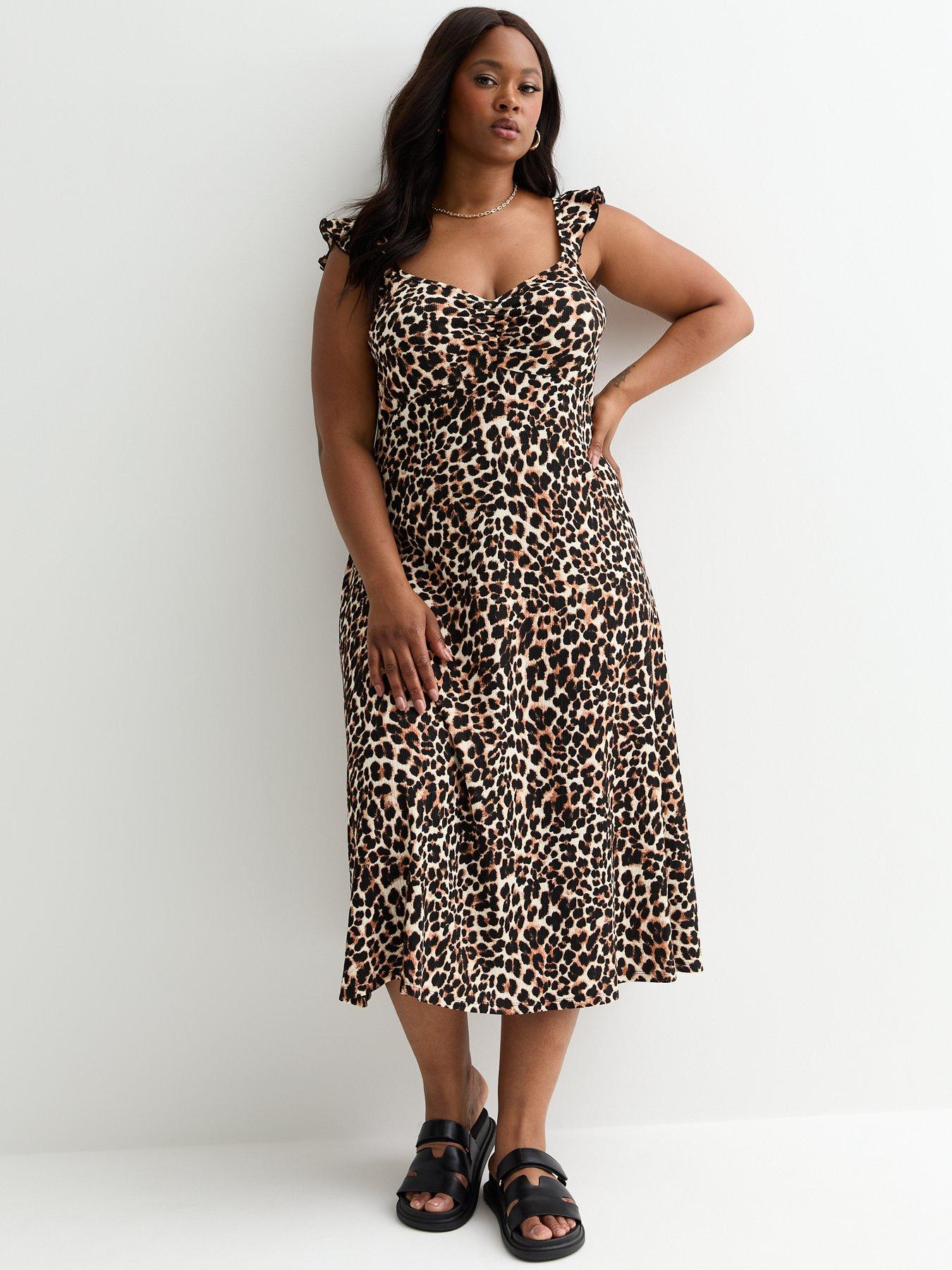 Leopard print ruched dress best sale