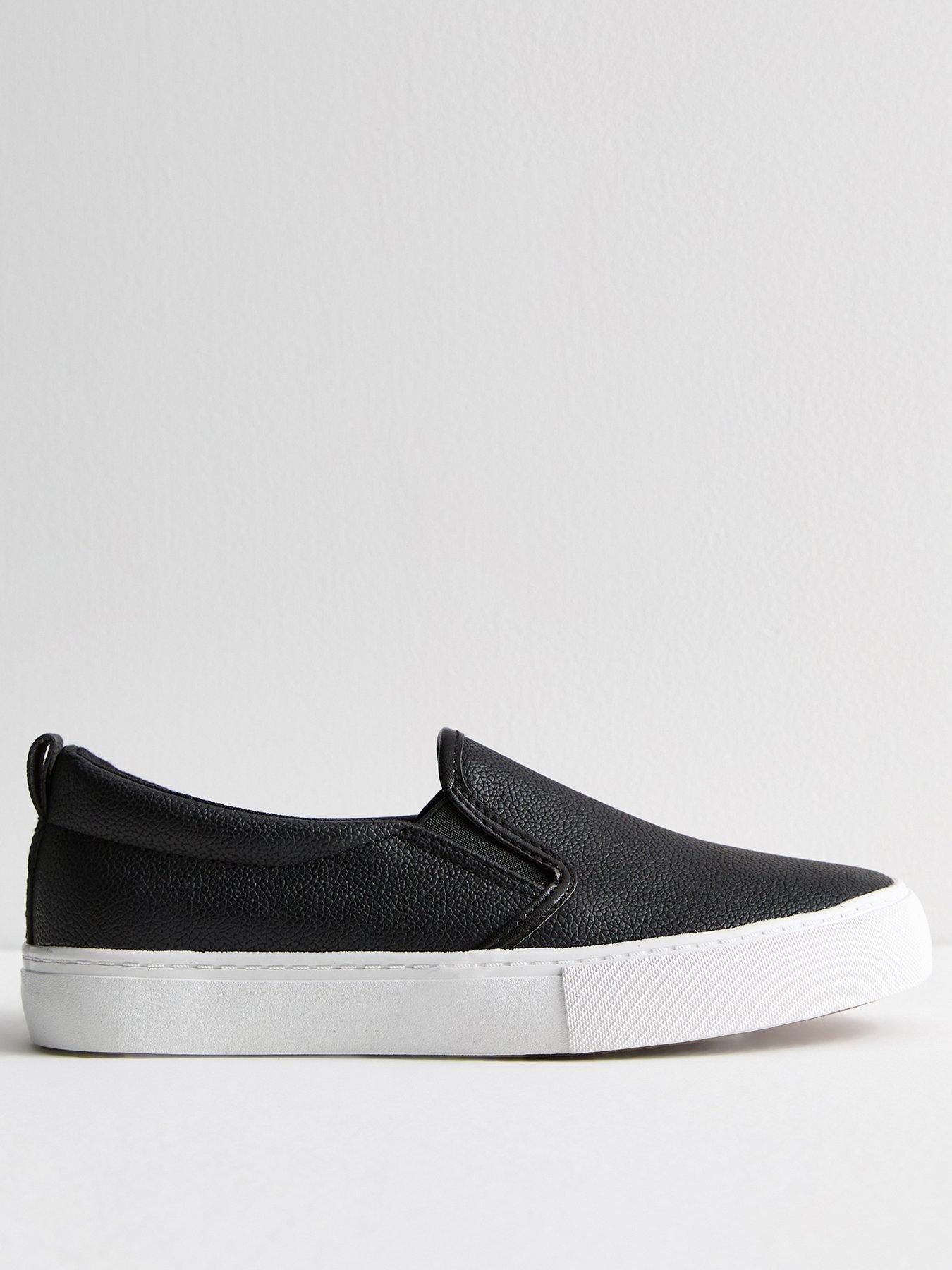 New Look Wide Fit Leather-look Slip On Plimsole Trainers | Very.co.uk