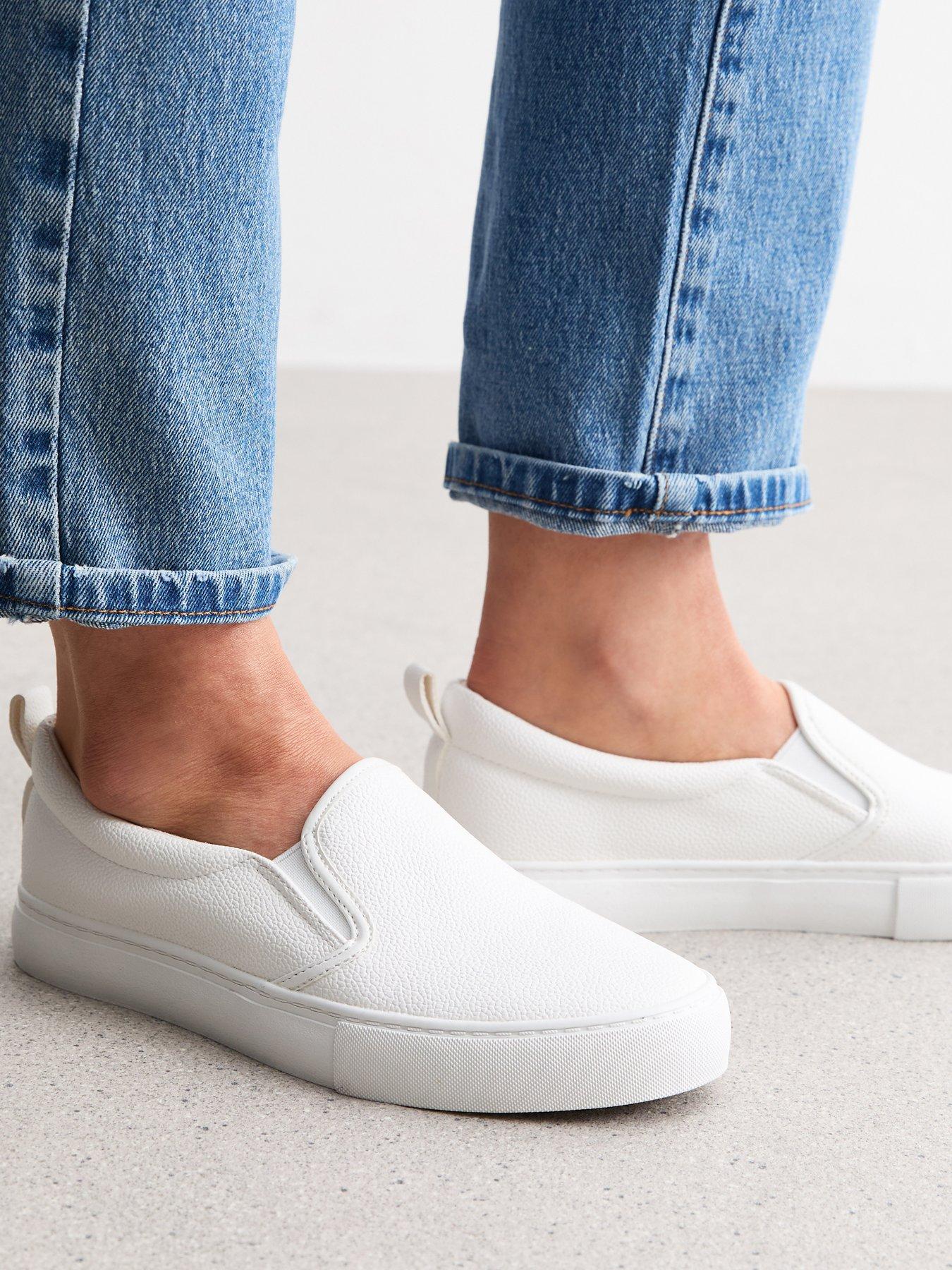 New Look Wide Fit Leather-look Slip On Plimsole Trainers | Very.co.uk