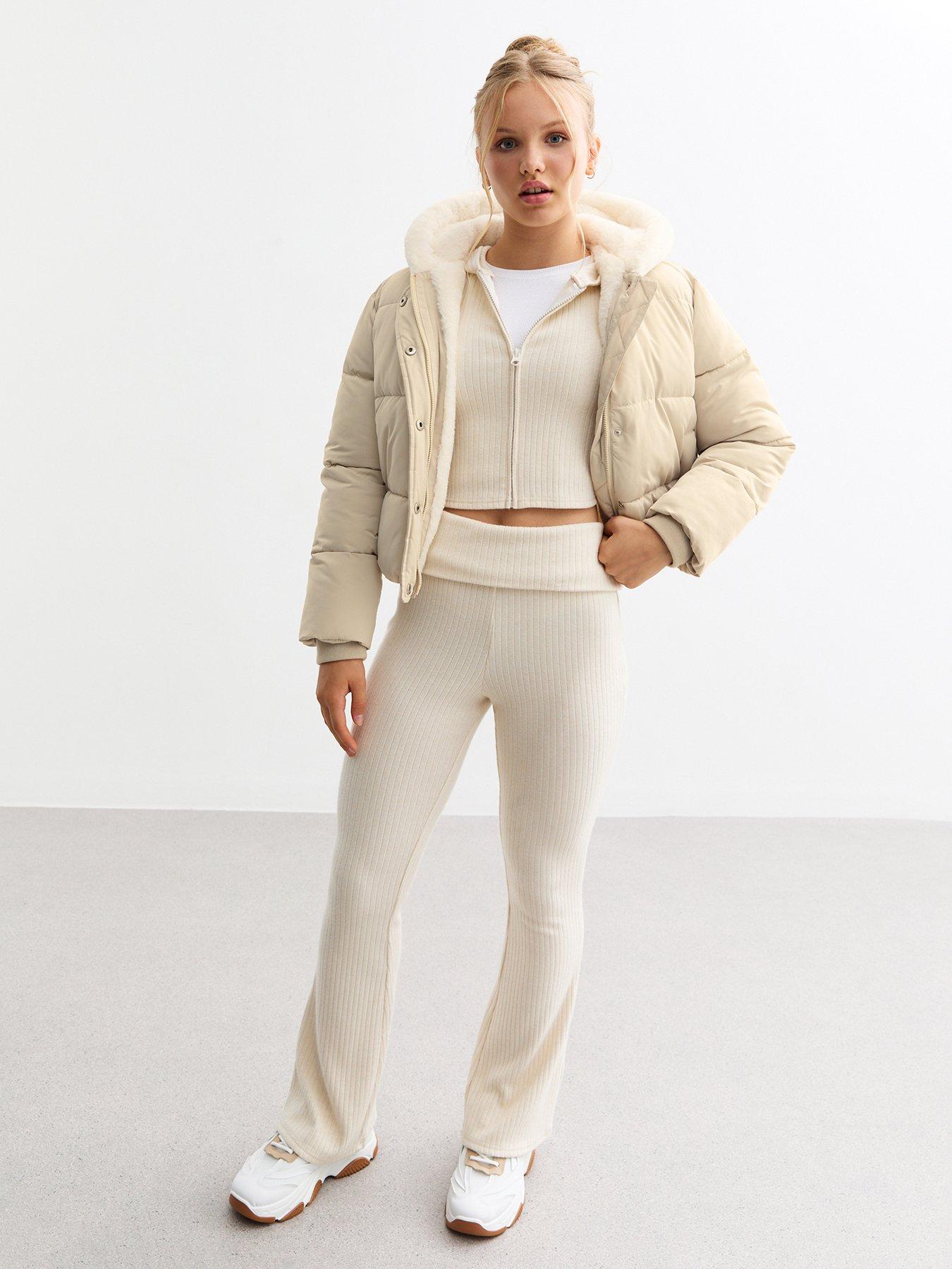 Puffer Coat Fur Coat Womens New Look Cameo Rose Black Faux Fur