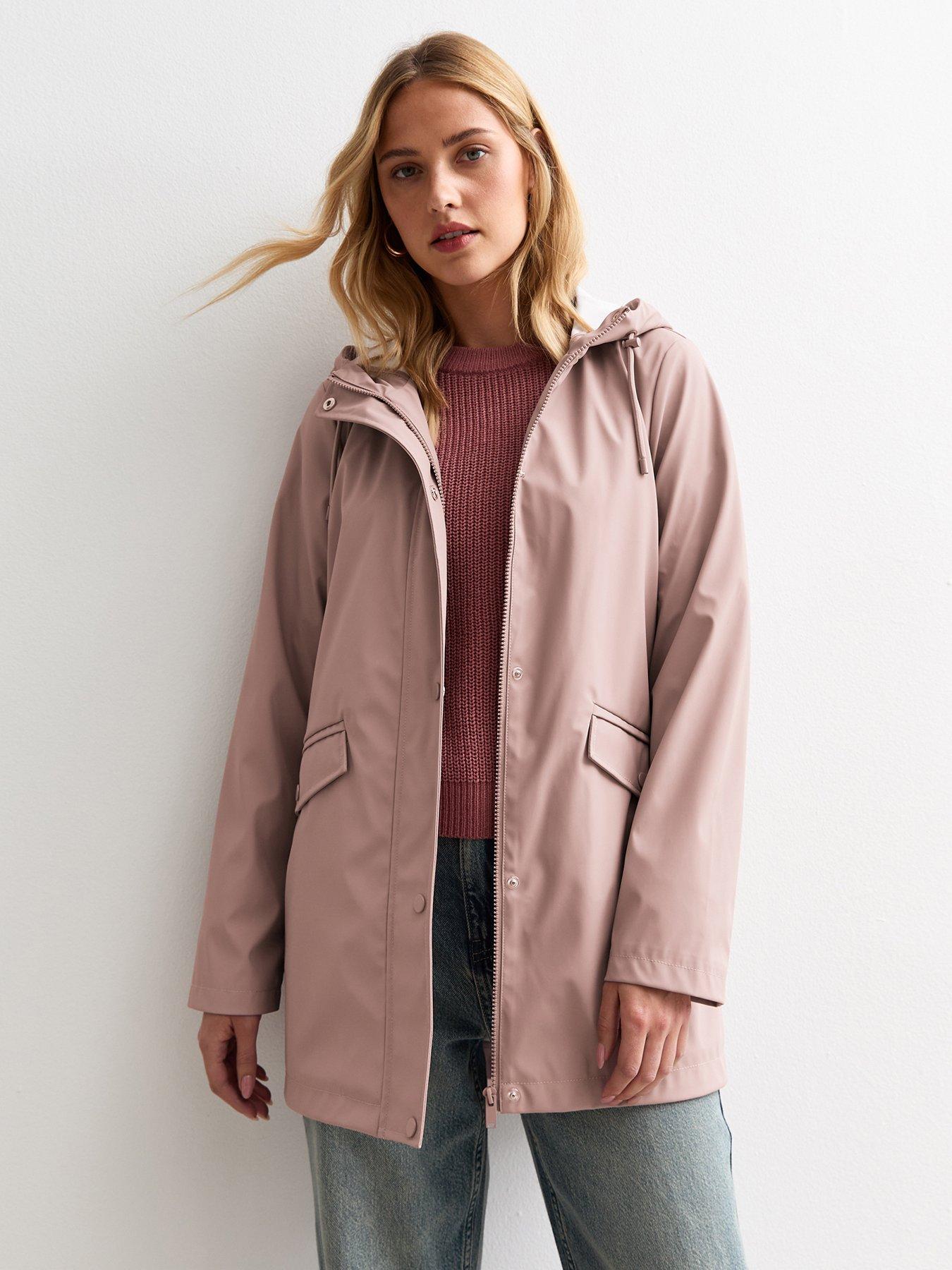 undefined Pink Unlined Hooded Raincoat