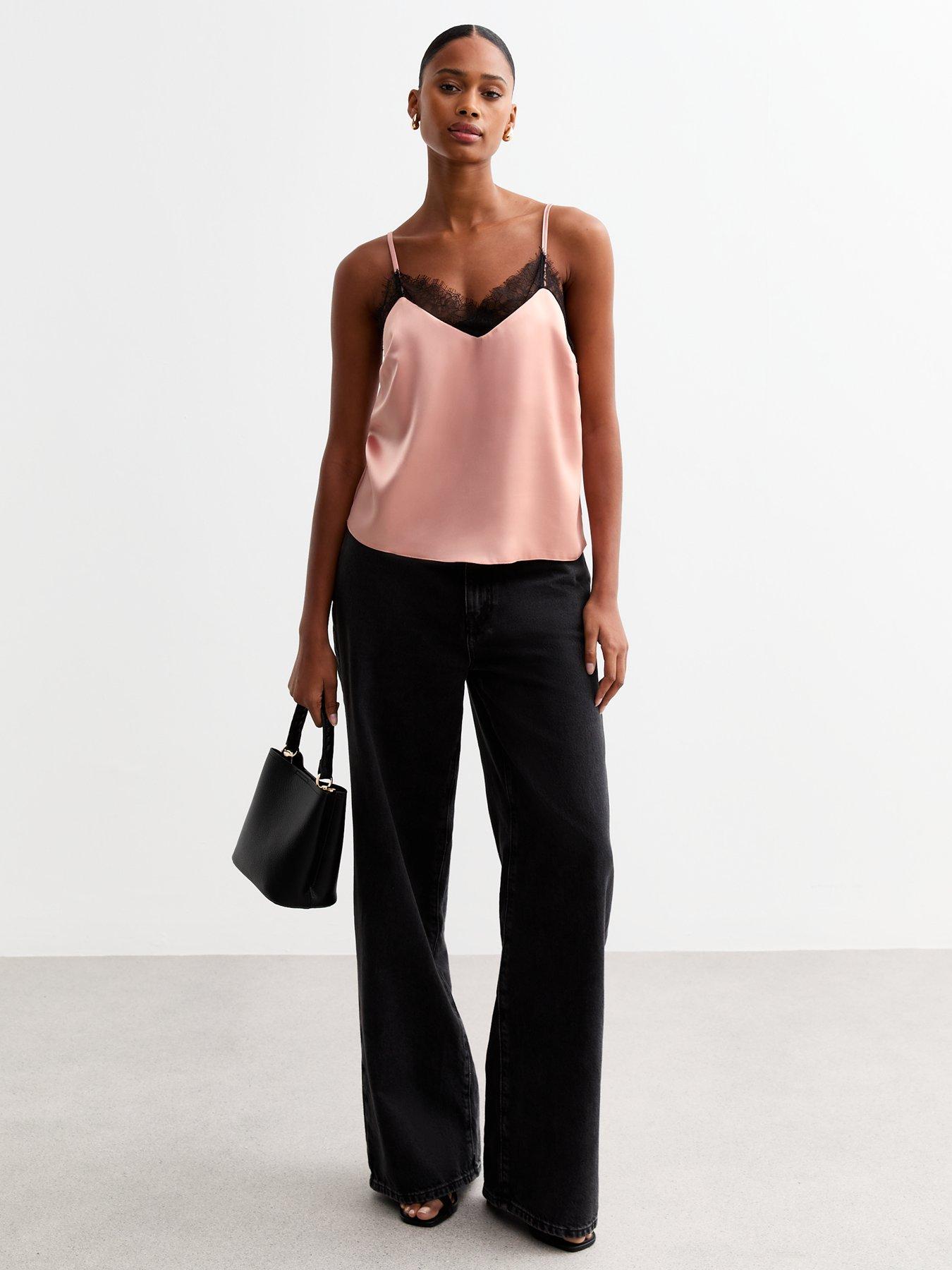 New Look Satin Shirt 2026.New Look Satin Lace Trim Cami Top - Pink | Very