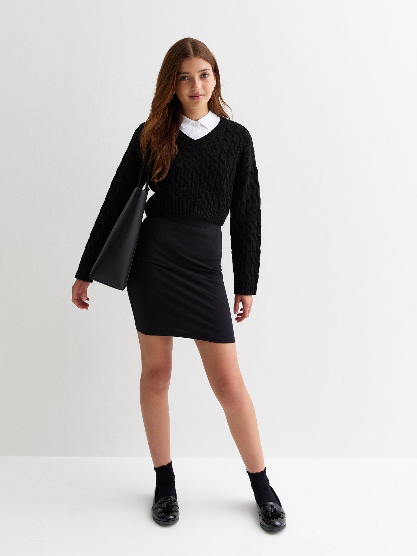 New Look 915 Girls High-Waisted School Tube Skirt Black Very