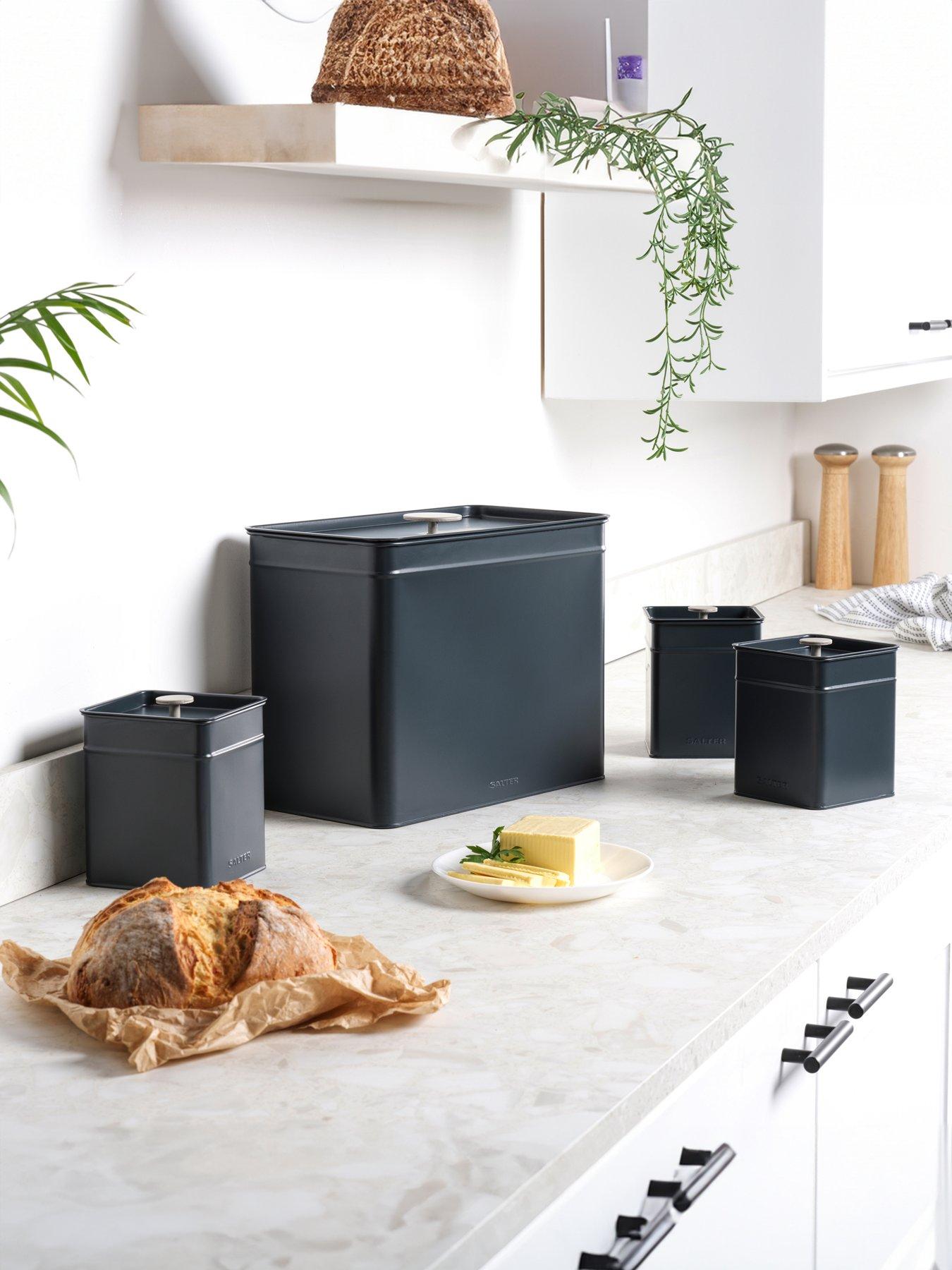 Product photograph of Salter Marino 4 Piece Bread Bin And Storage Canisters Set from very.co.uk
