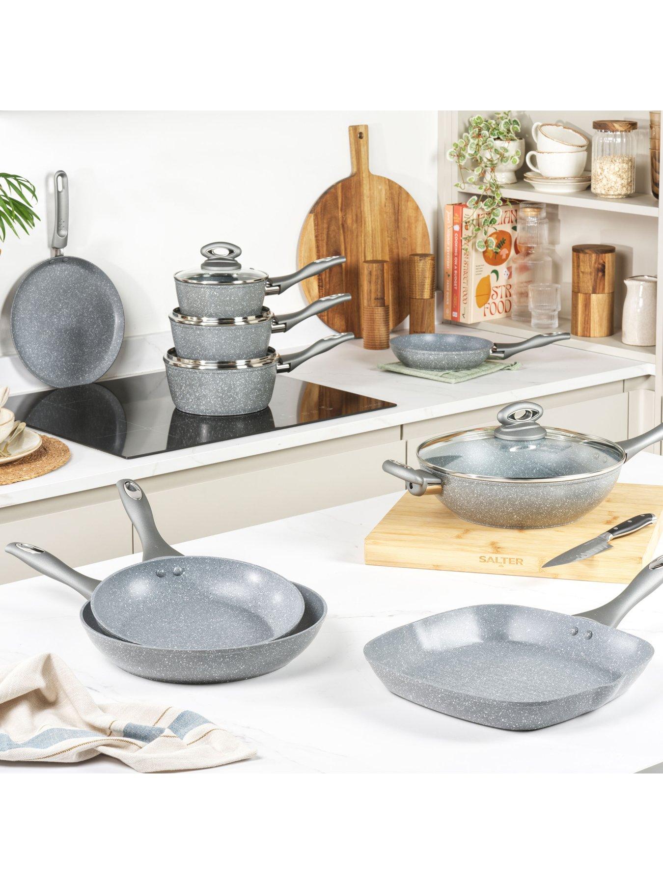 Image 6 of 6 of Salter Marblestone 4-Piece Pan Set - Grey