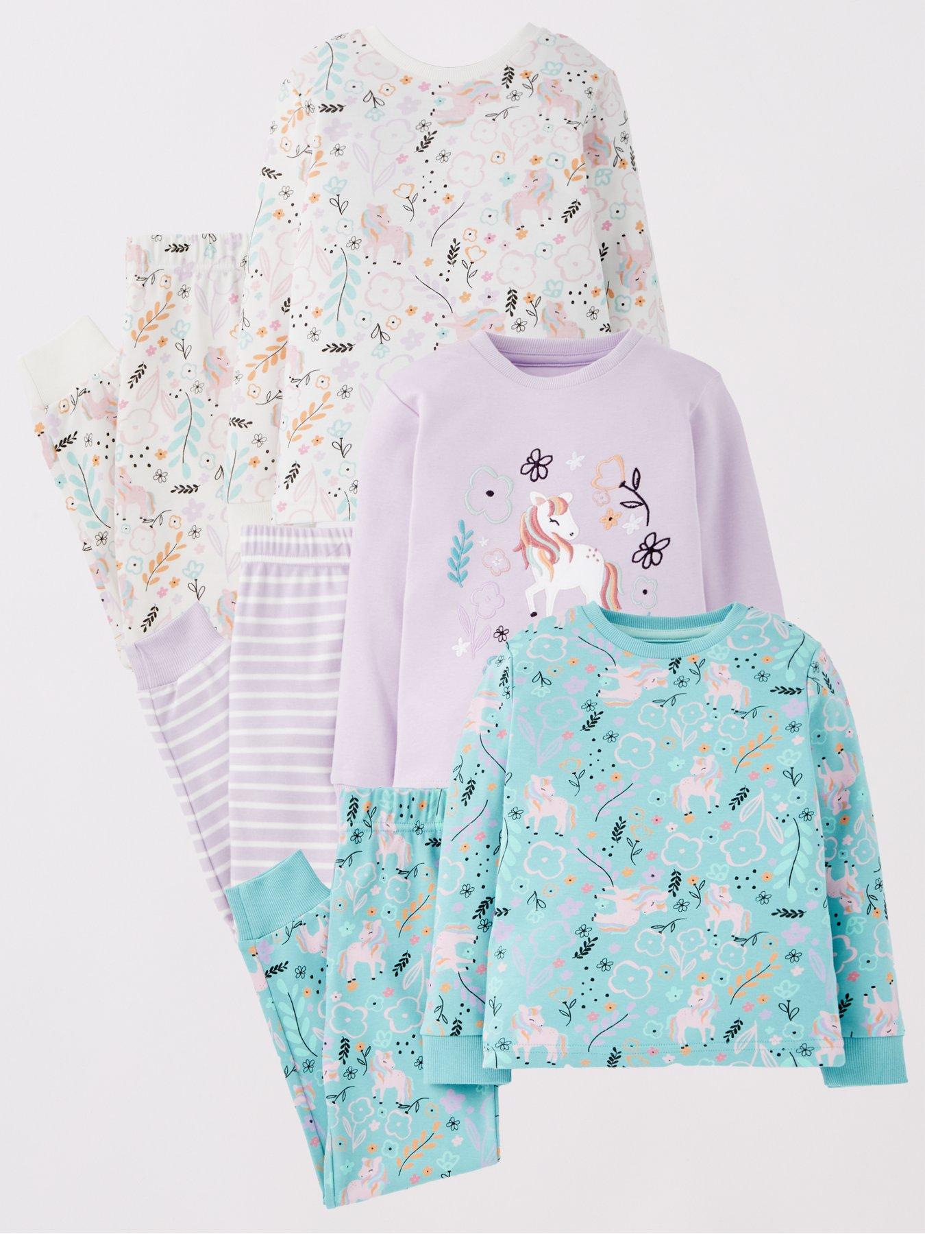 undefined Girls Unicorn 3 Pack Pyjama Set - Multi