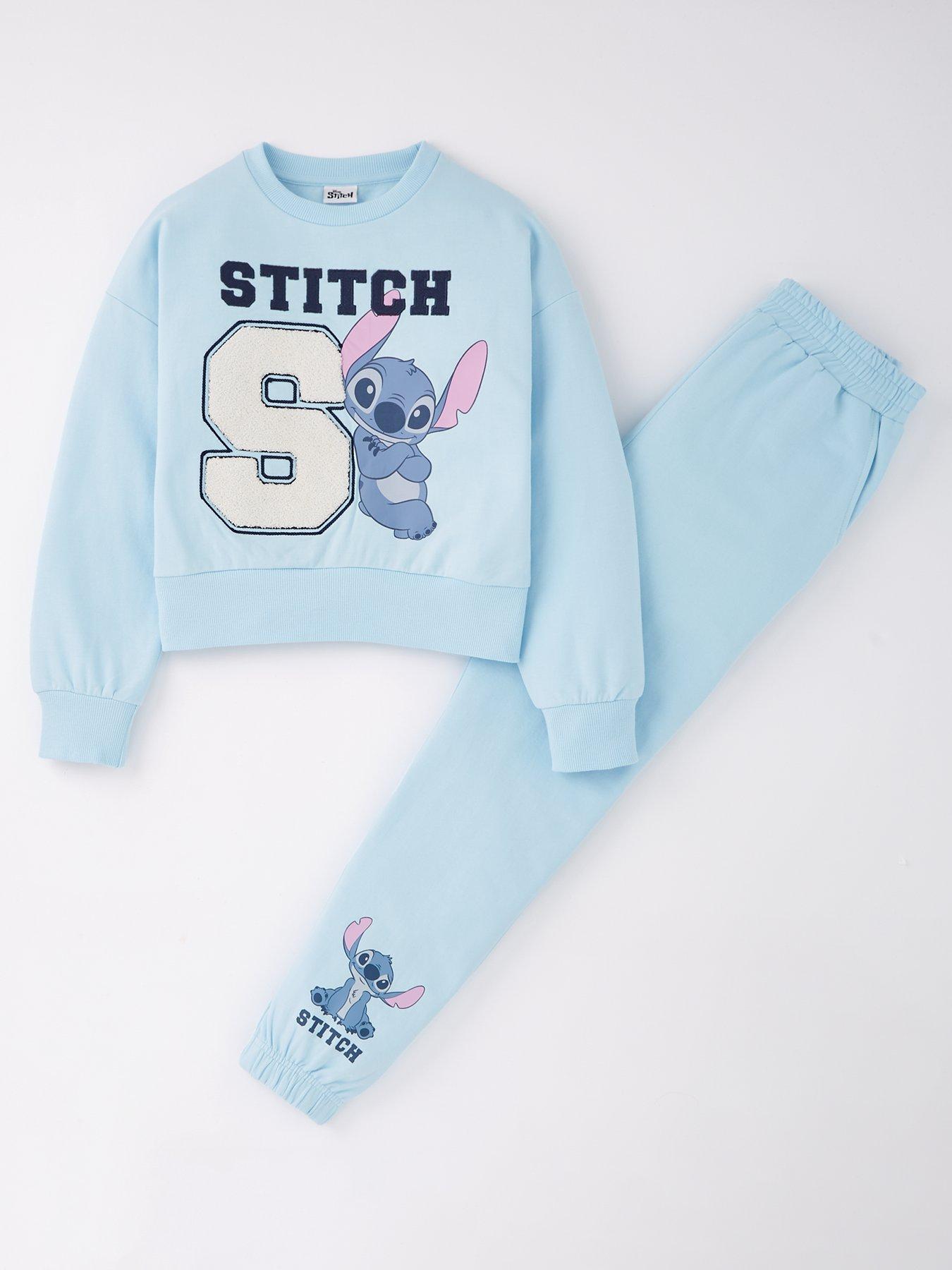 Disney Lilo & Stitch Disney Stitch 2 Piece Varsity Sweat And Jogger Set, Blue, Size 11-12 Years