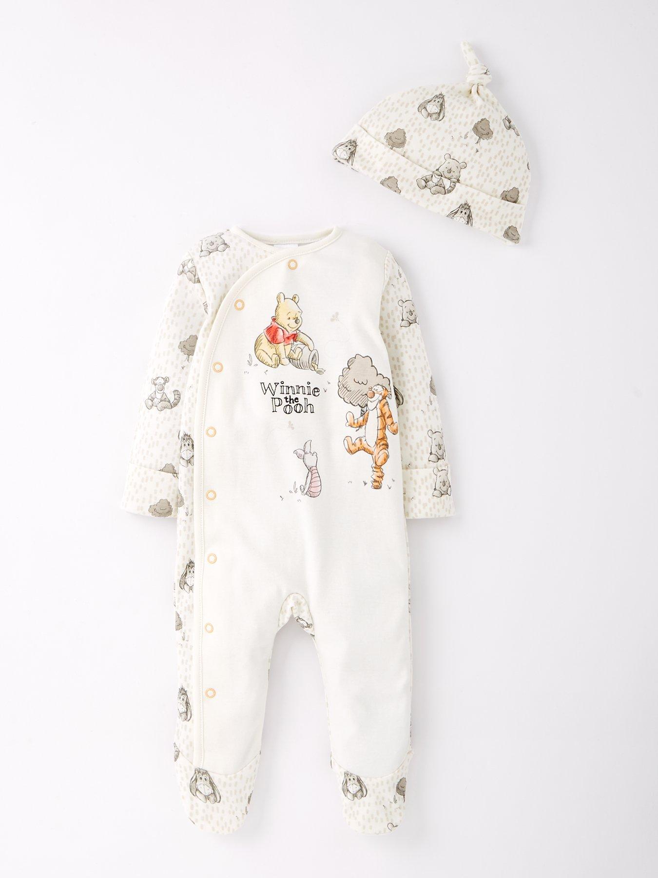 undefined Baby Disney Winnie The Pooh 2 Piece Sleepsuit And Hat Set - White