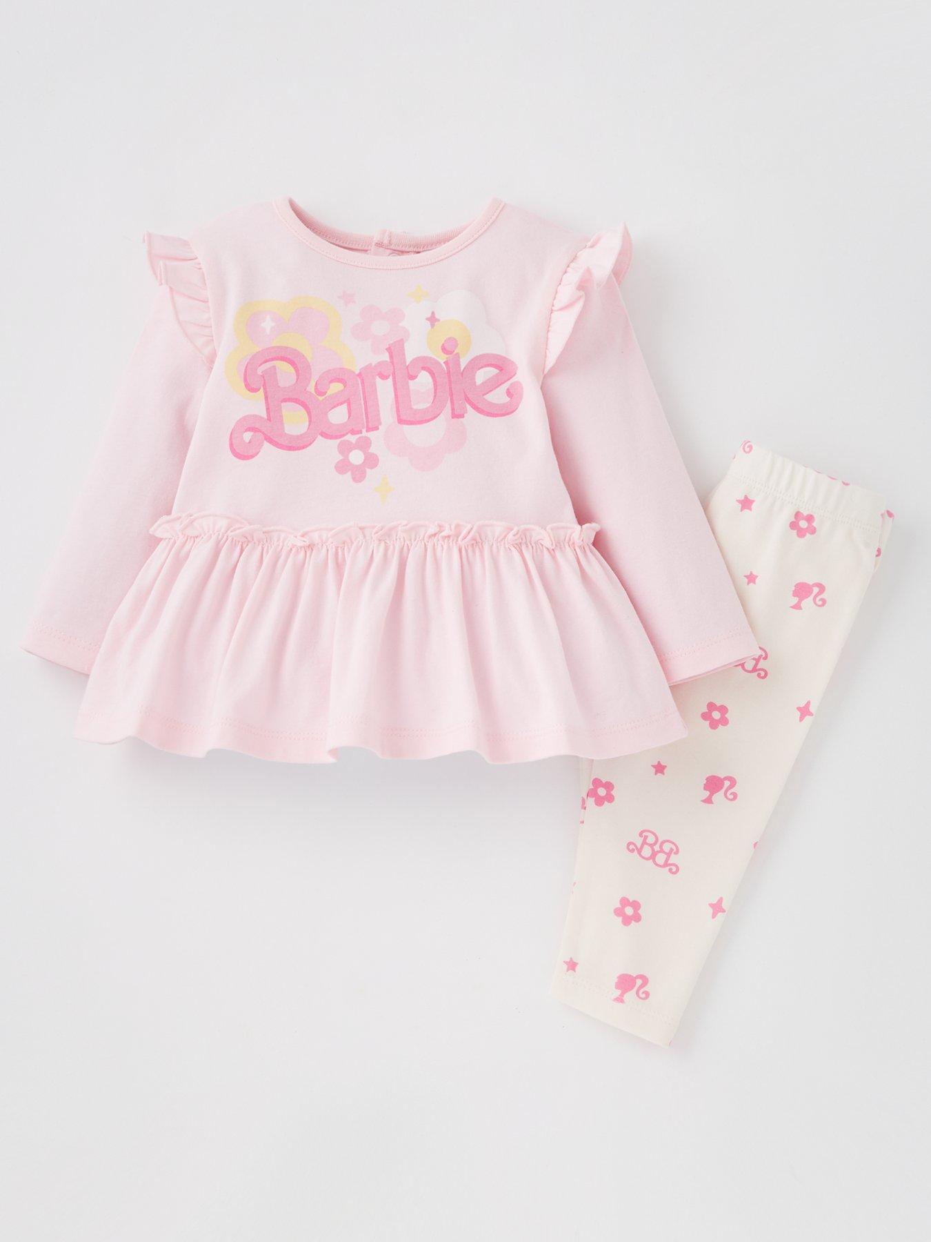 undefined Baby Barbie 2 Piece Frill Dress And Legging Set - Pink