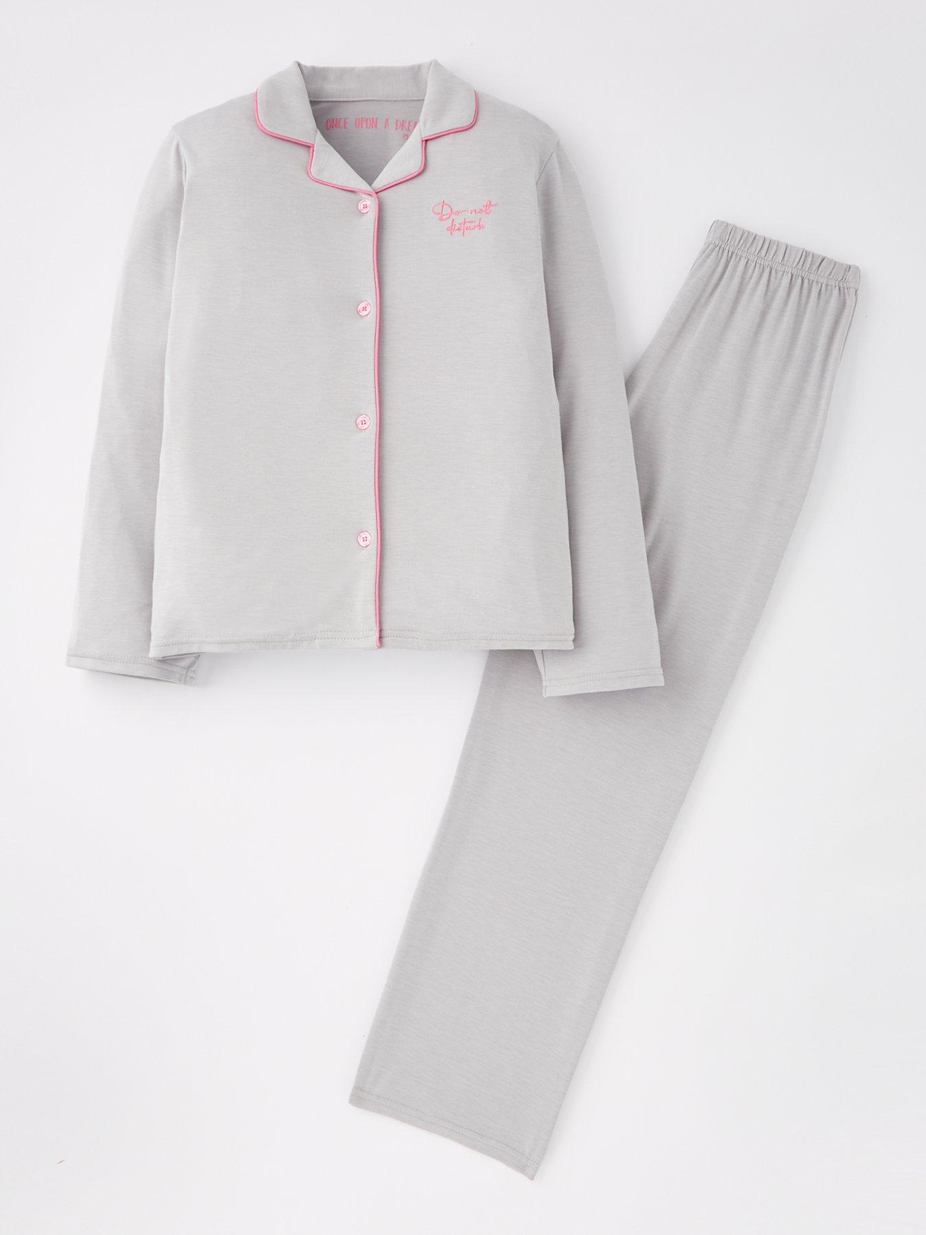 undefined Girls Jersey Pyjama Set - Grey