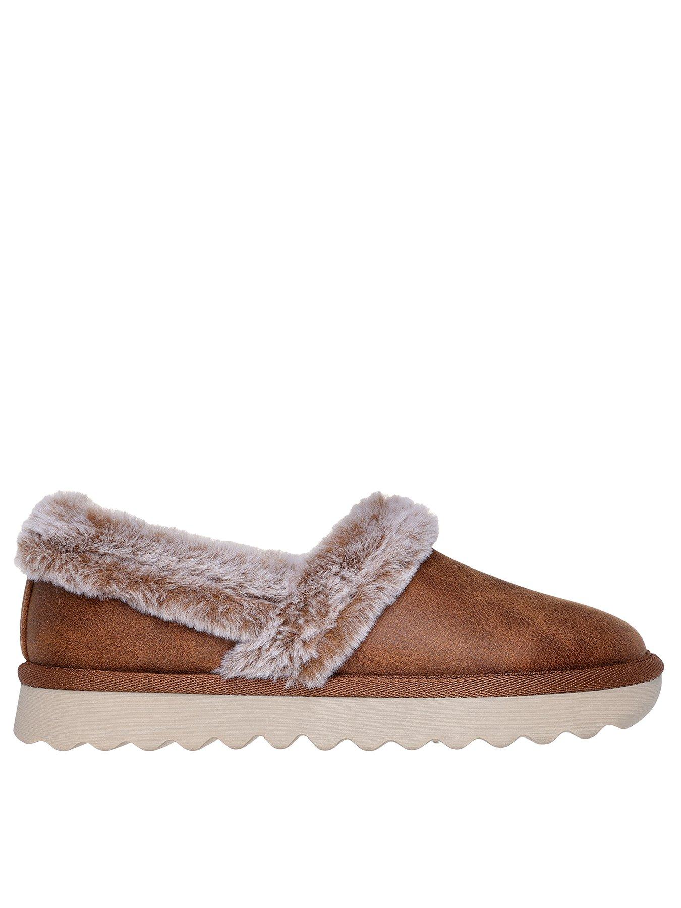 Skechers A-Line Cosy Memory Foam Slippers - Brown, Brown, Size 6, Women