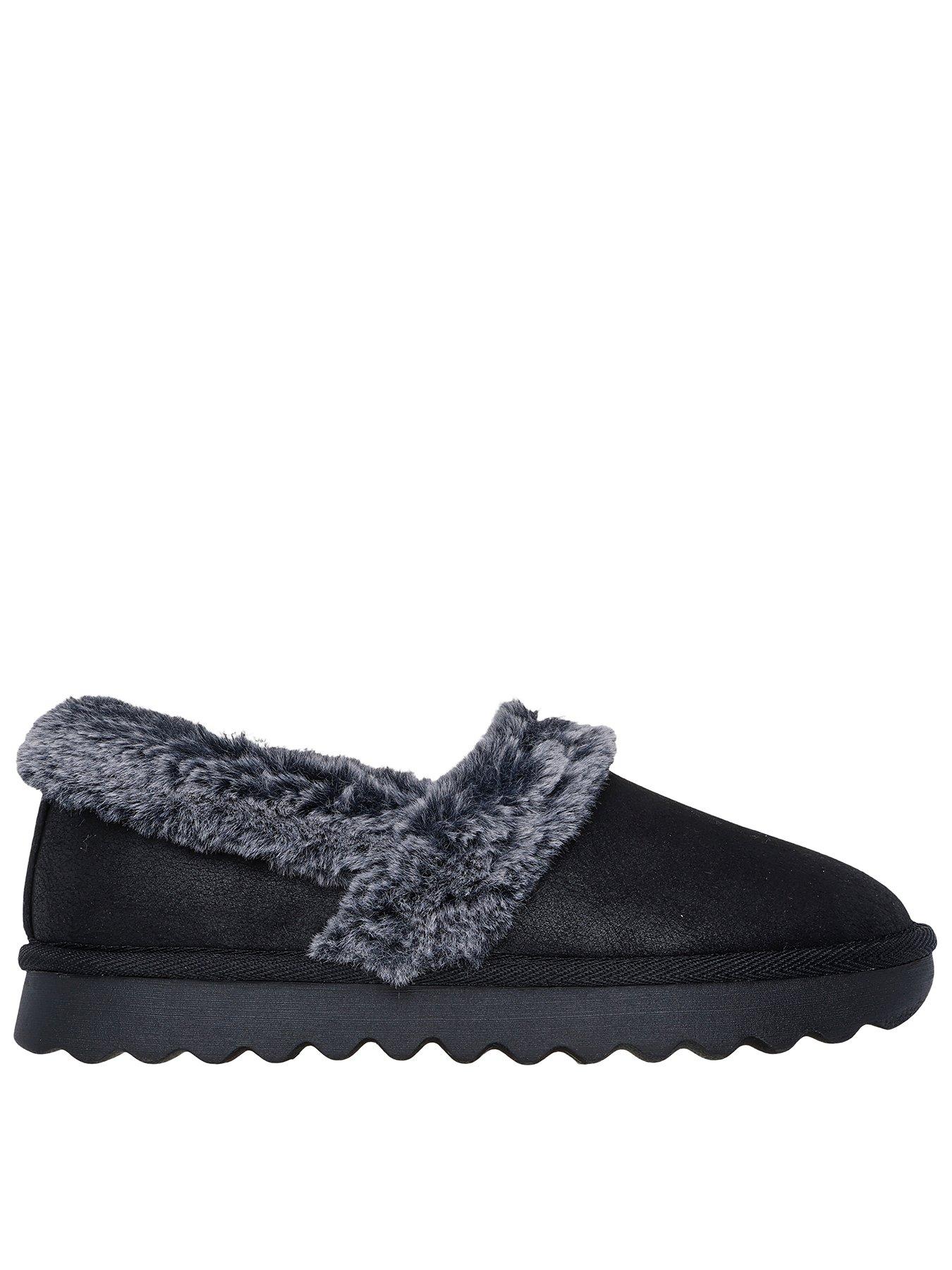 A Line Cozy Memory Foam Slippers Black