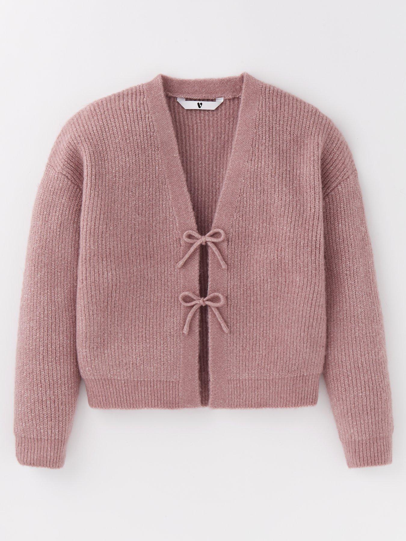 undefined Girls Knitted Bow Cardigan - Purple