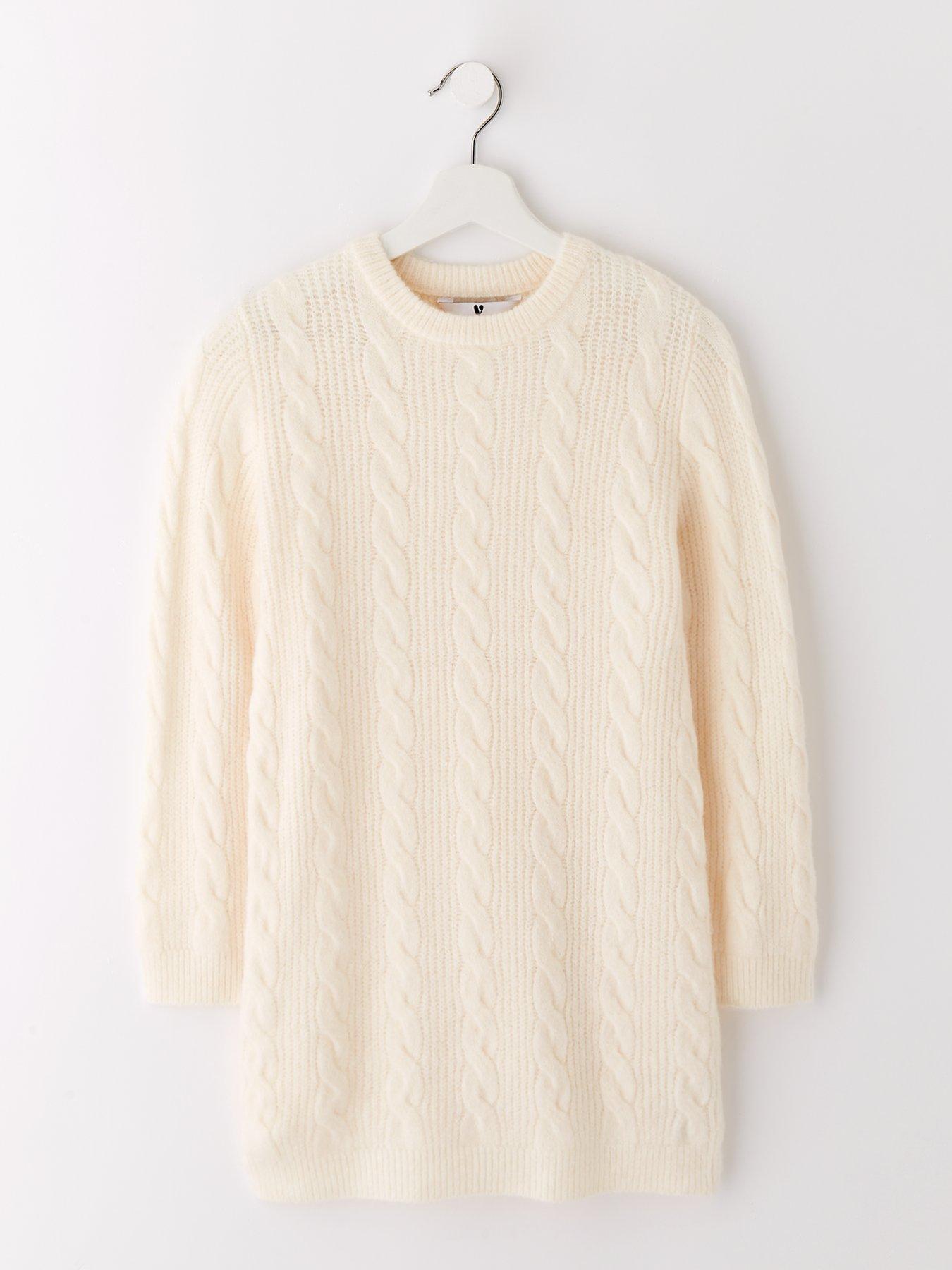 undefined Girls Cable Knit Dress - Cream