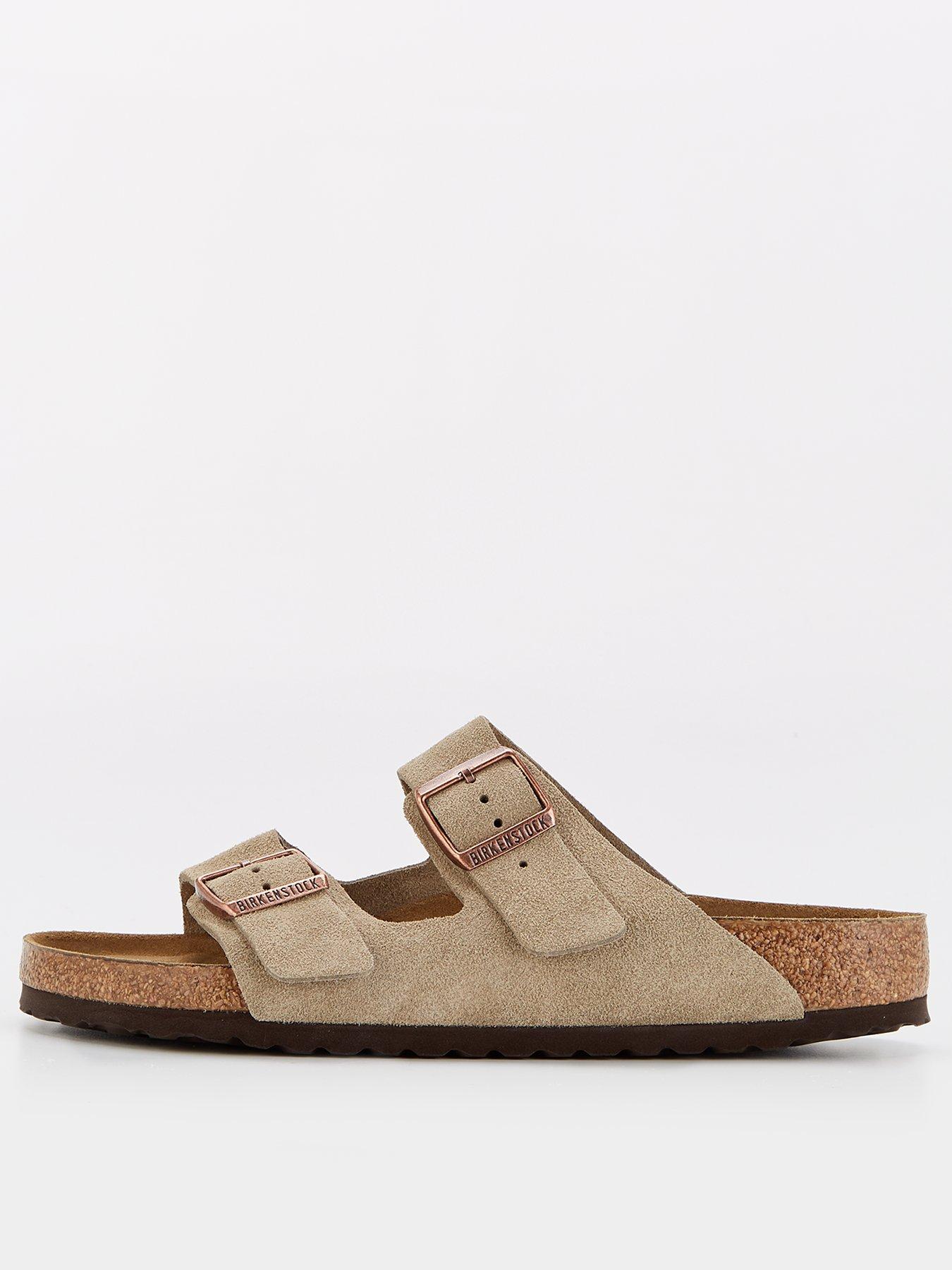 Birkenstock Men's Arizona Suede Sandals, Beige, Size 7.5, Men