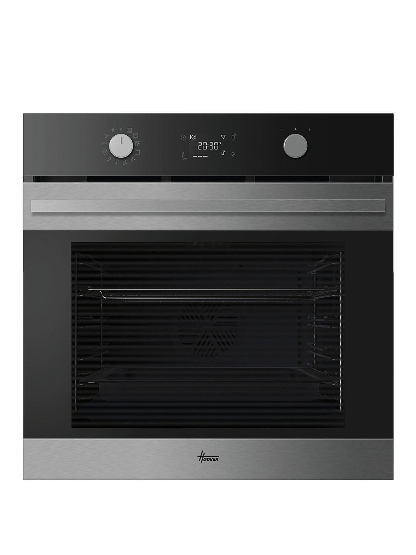 Hoover HO6 C5B3YTX 78L Single Oven, 16F + WiFi, Pyro clean, Smart (Rotary) UX, Airfry, Telescopic - Black Glass  &  Stainless Steel