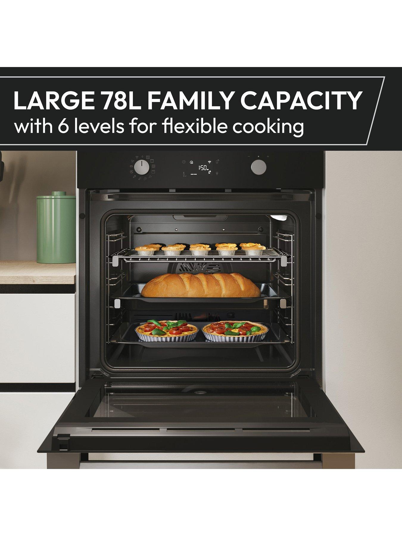 Image 4 of 7 of Hoover HO6 C5B3YTX 78L Single Oven, 16F + WiFi, Pyro clean, Smart (Rotary) UX, Airfry, Telescopic -&nbsp;Black Glass &amp; Stainless Steel
