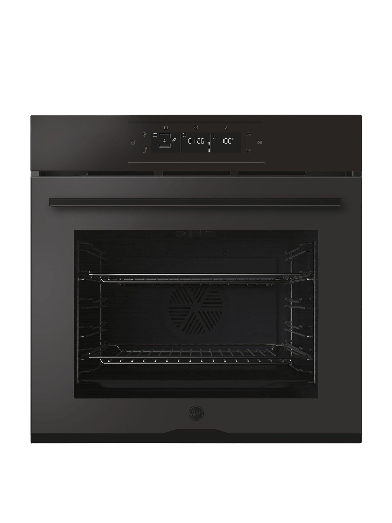 undefined HO6 M5G3HTB 78L Single Oven, 16F + WiFi, Steam clean, Graphic UX, Telescopic, Airfry Matte  &  Gloss Black Glass