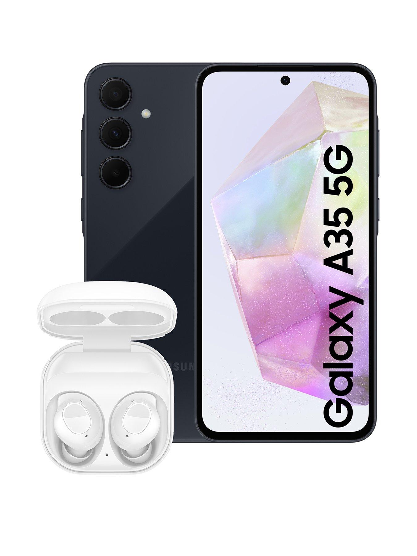 Samsung Galaxy A35 5G (8GB RAM, 256GB Storage, Navy) with Galaxy Buds FE Earbuds (White)