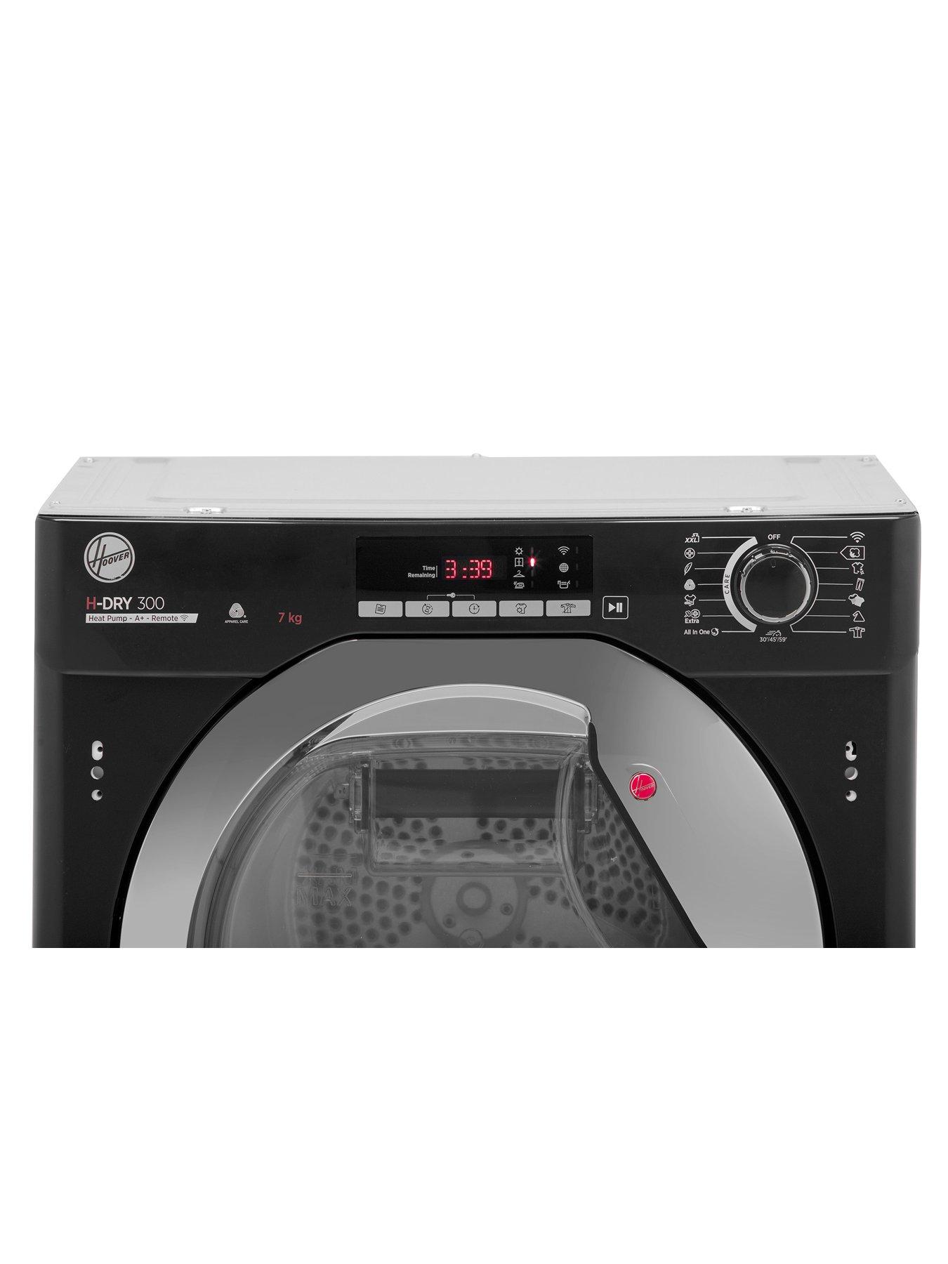 Image 5 of 7 of Hoover H DRY 300 PRO BATDH7A1TCEB-80 Integrated 7Kg Heat Pump Tumble Dryer, WiFi Enabled, A+ Rated - Black With Chrome Door