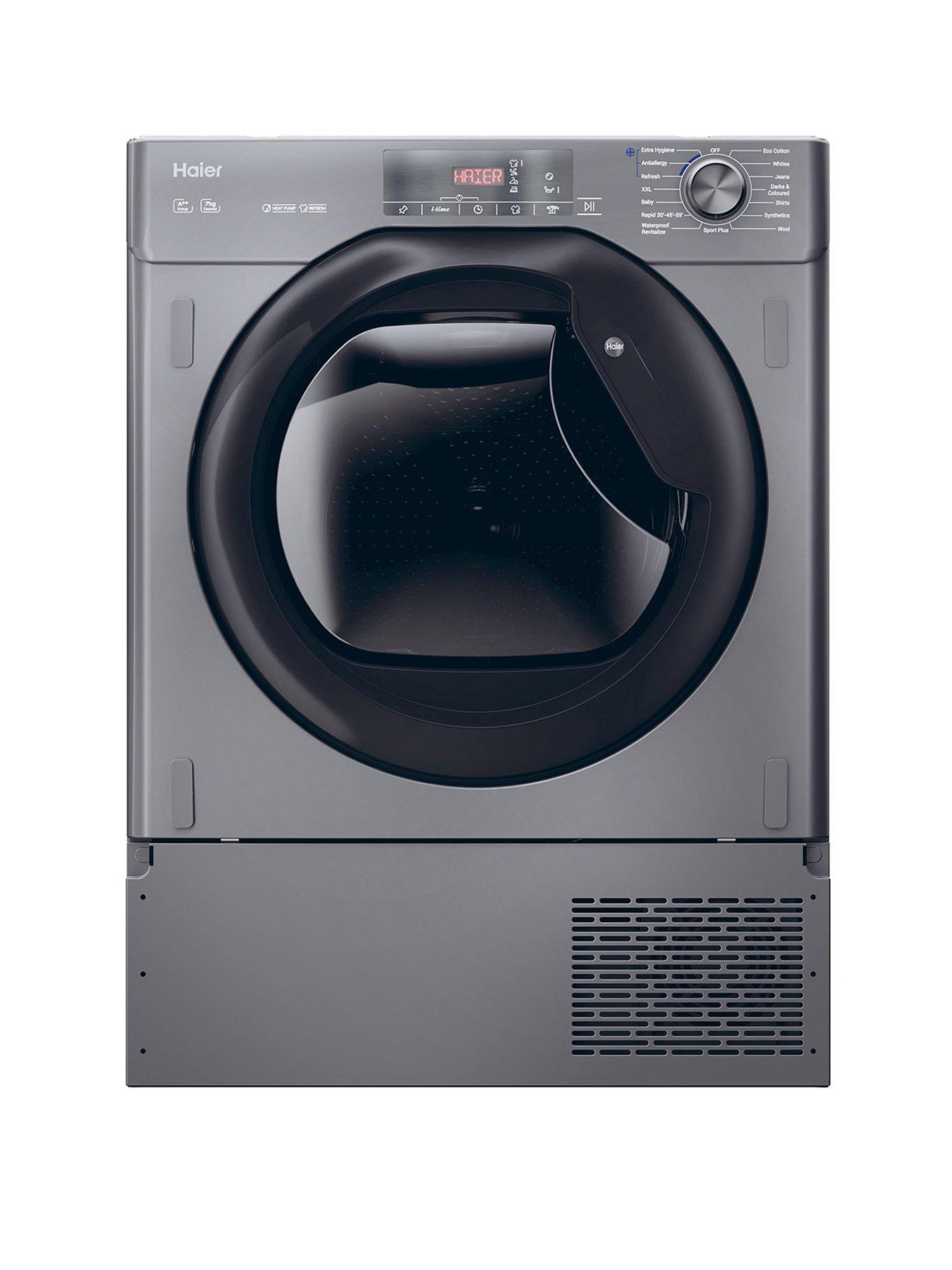 Haier Series 4 HDB4 H7A2TBERX80 Integrated 7Kg Heat Pump Tumble Dryer A Rated Graphite With Black Door Very