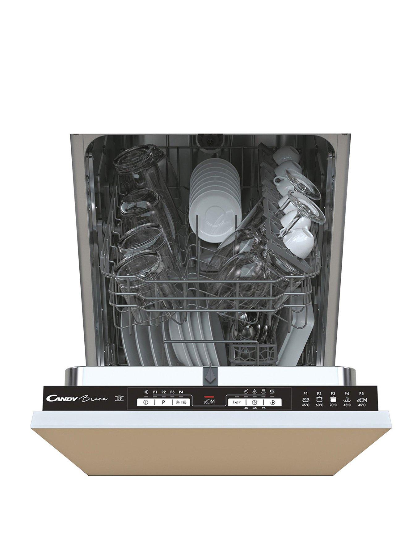 Candy Brava CDIH 2L952-80 45cm Wide Slimline 9-Place Integrated Dishwasher, E Rated - Black